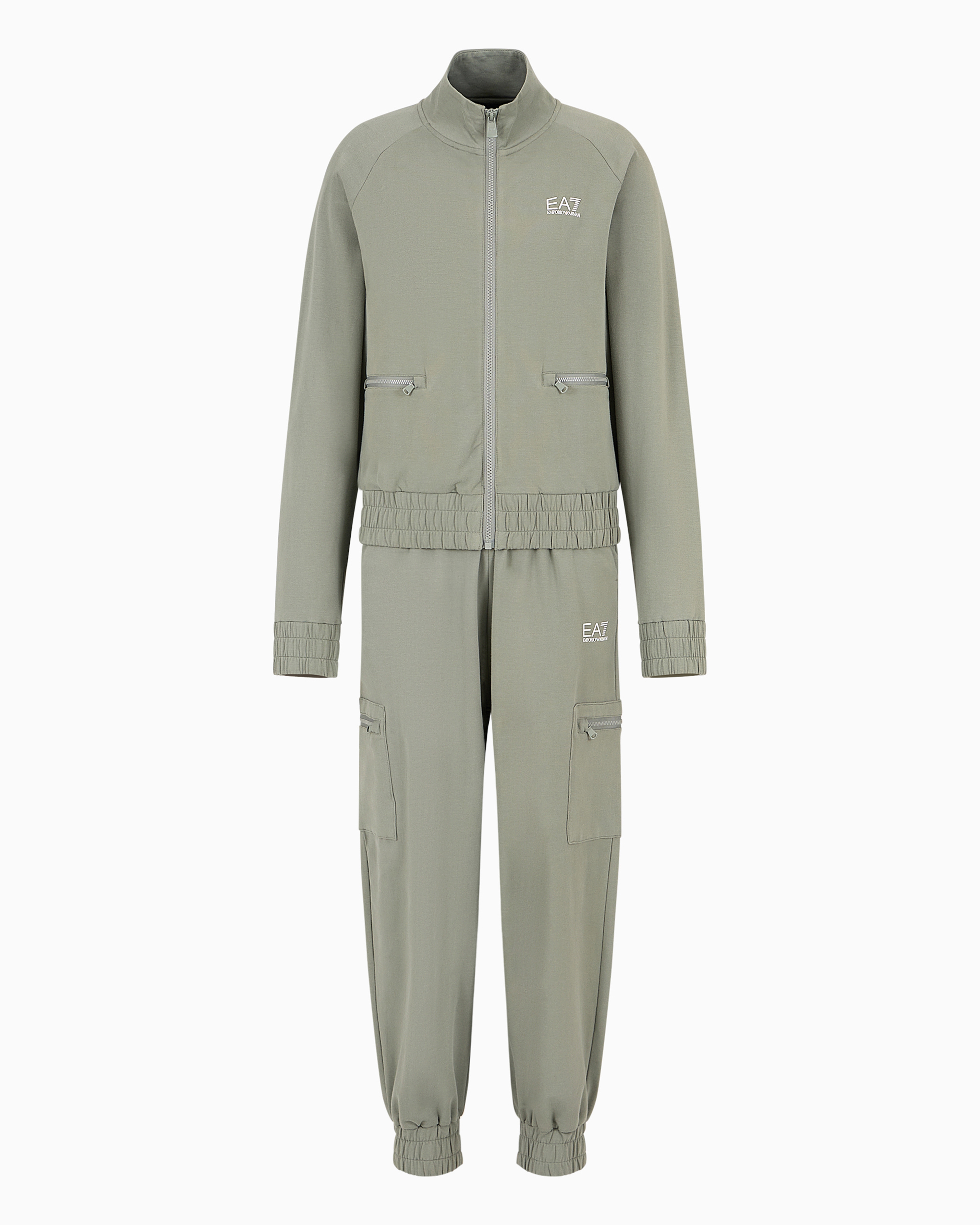 Ea7 Official Store Stretch-cotton Tracksuit In Light Green