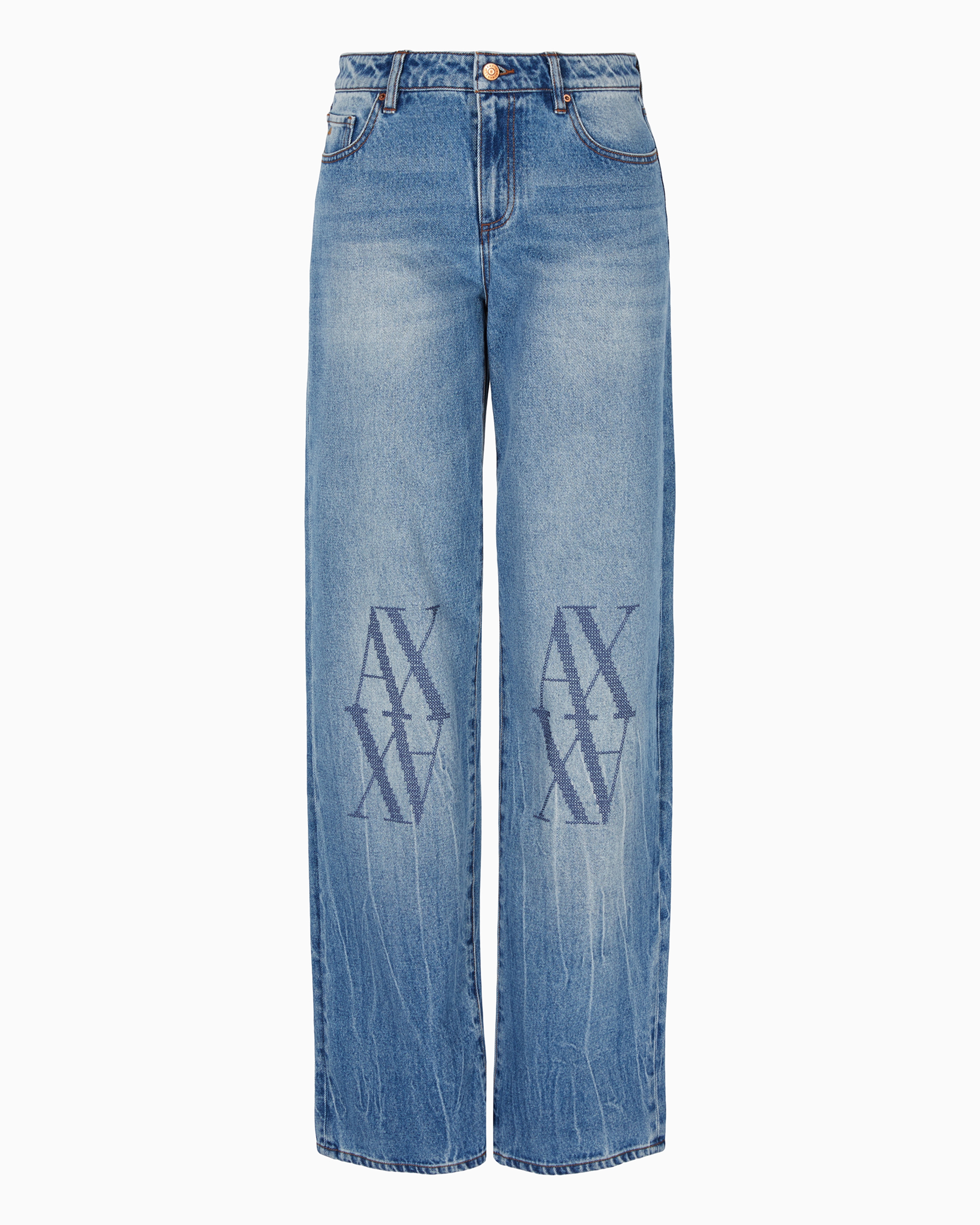 Armani Exchange Official Store Relaxed Jeans In Medium Blue