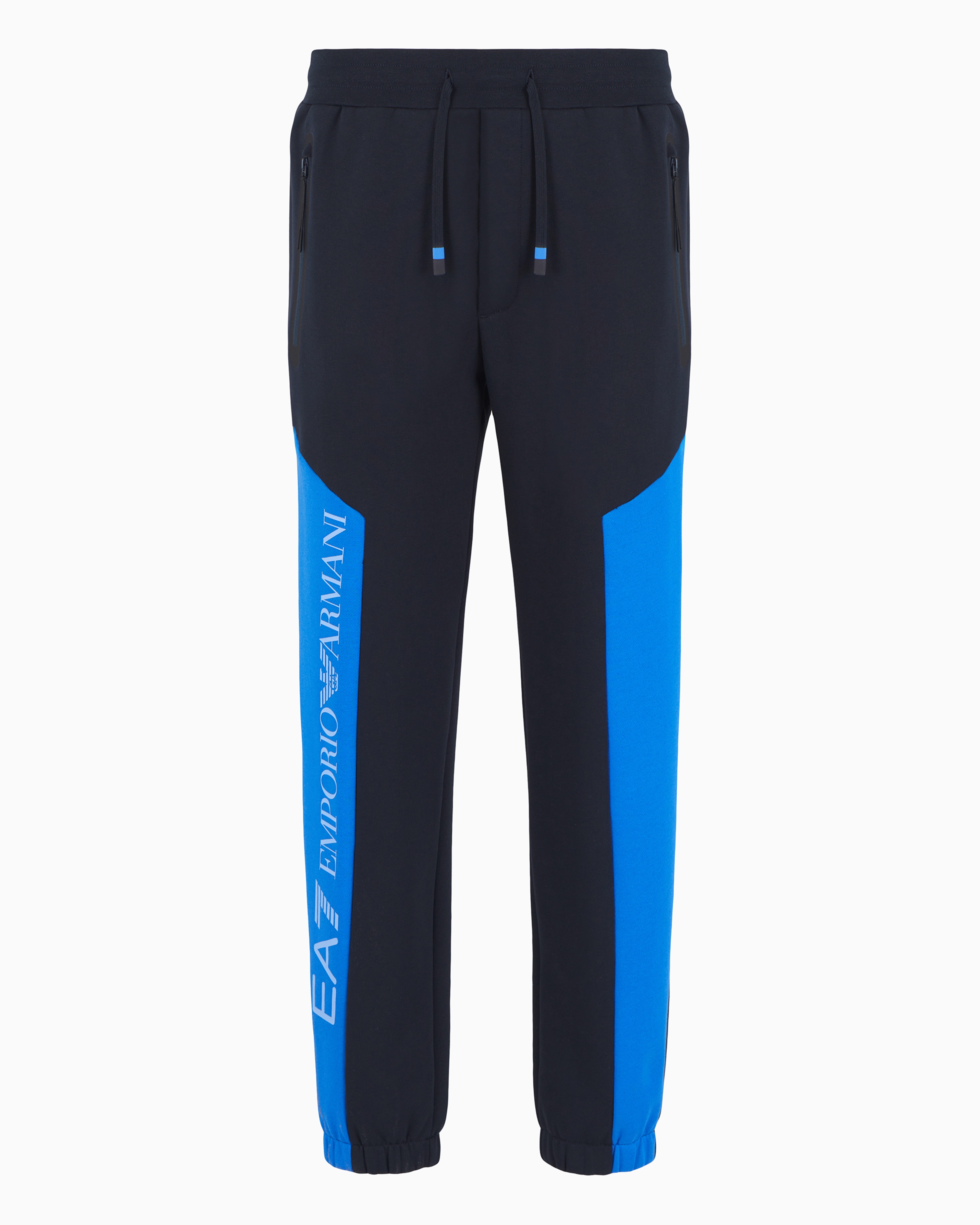 Ea7 Official Store Athletic Colour Block Jogginghose Aus Baumwollgemisch In Blue