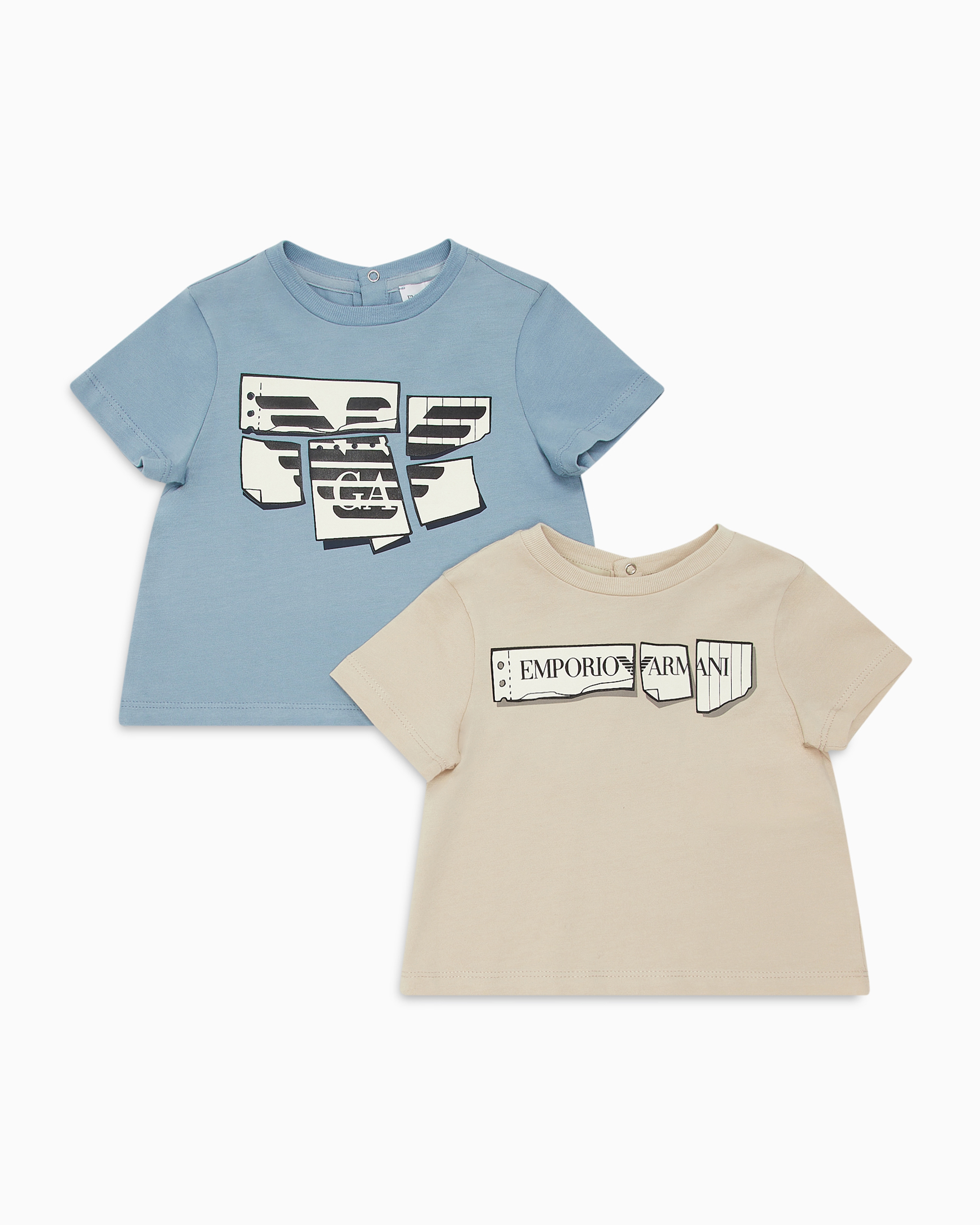 Emporio Armani Kids' Official Store 2er-pack Asv T-shirts Aus Jersey Mit Logo-grafik In Multi