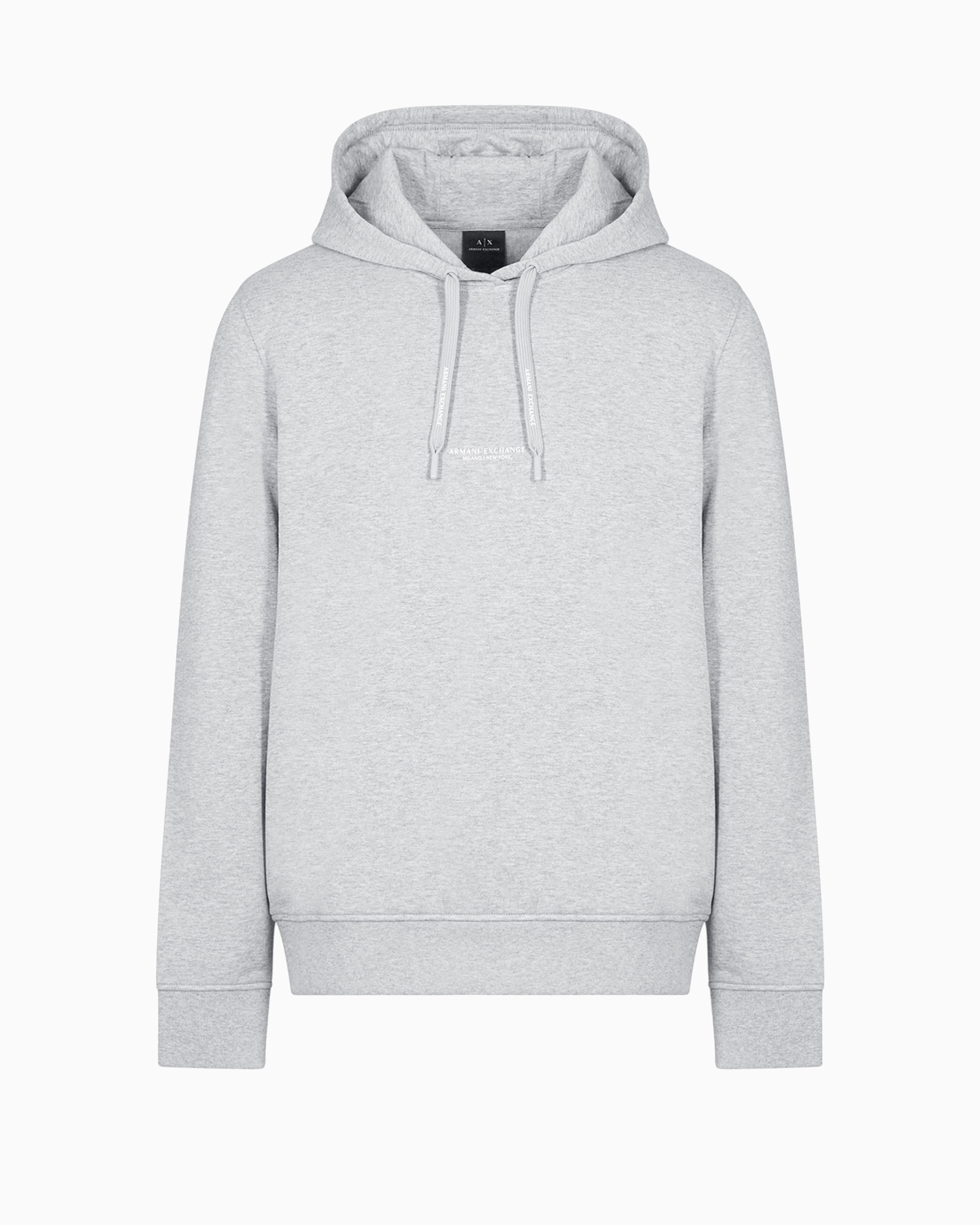 Shop Armani Exchange French Terry Cotton Hoodie With Logo In Grey