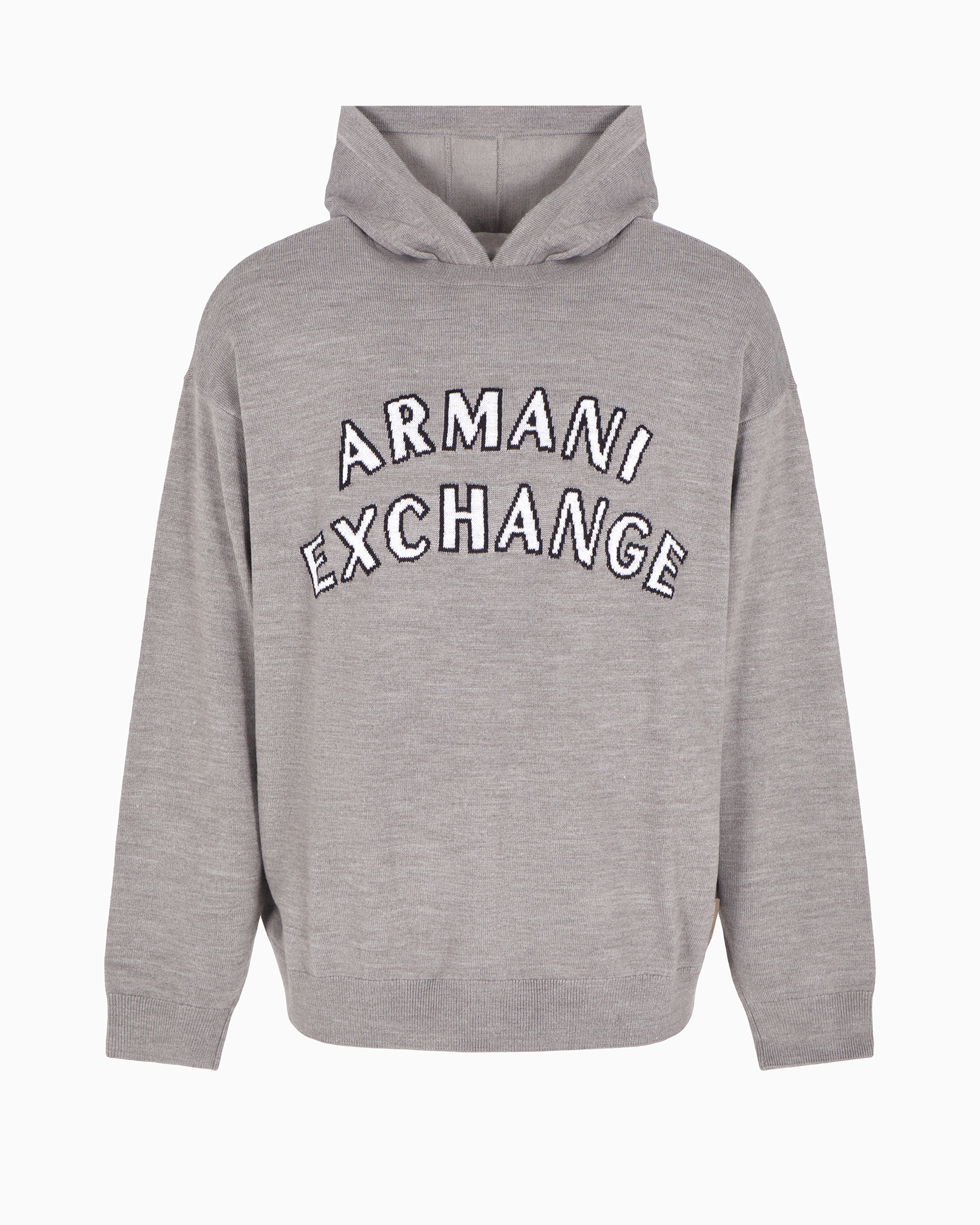 Shop Armani Exchange Asv Wool Blend Logo Hoodie In Beige