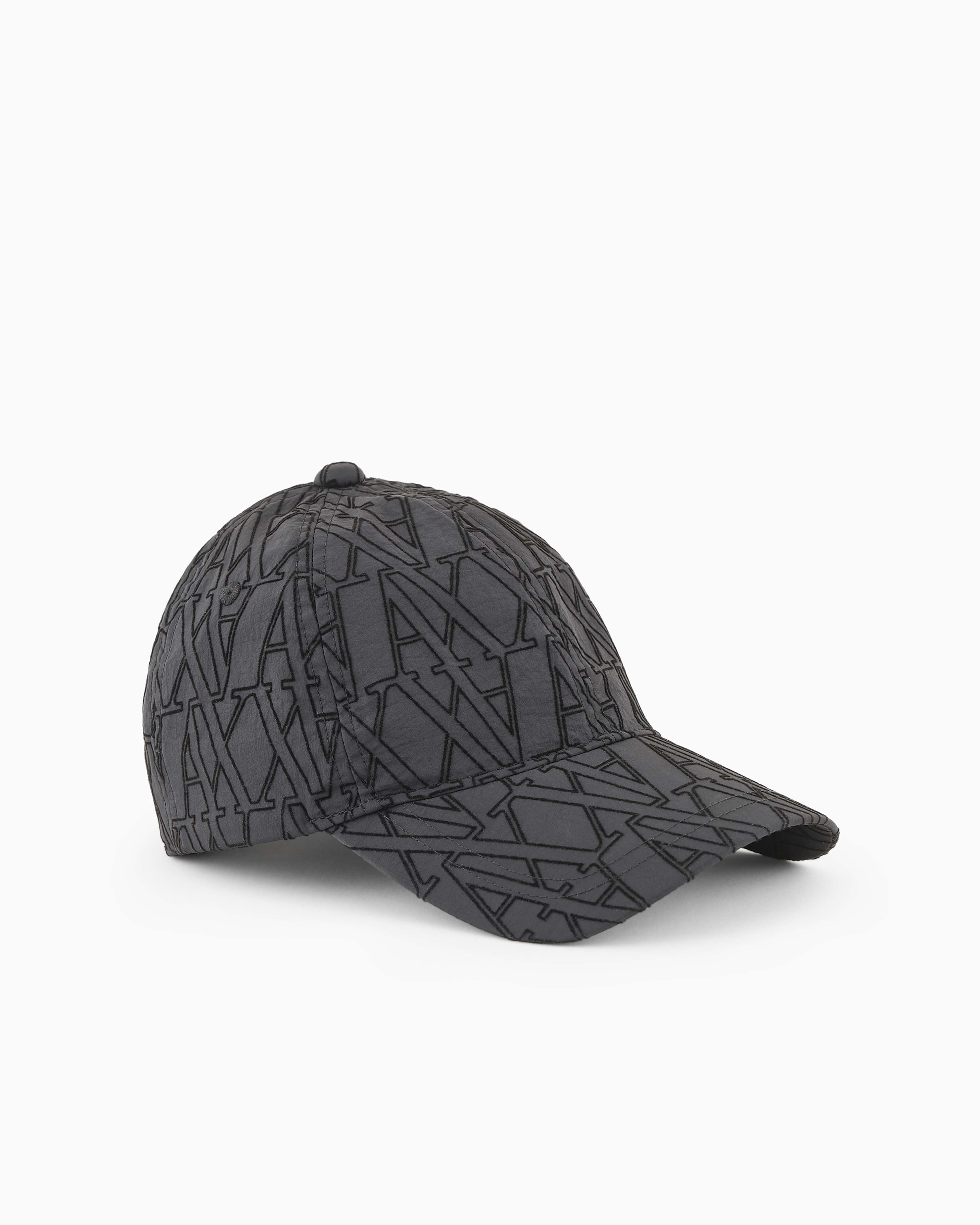 Shop Armani Exchange Visor Cap With Allover Logo In Black