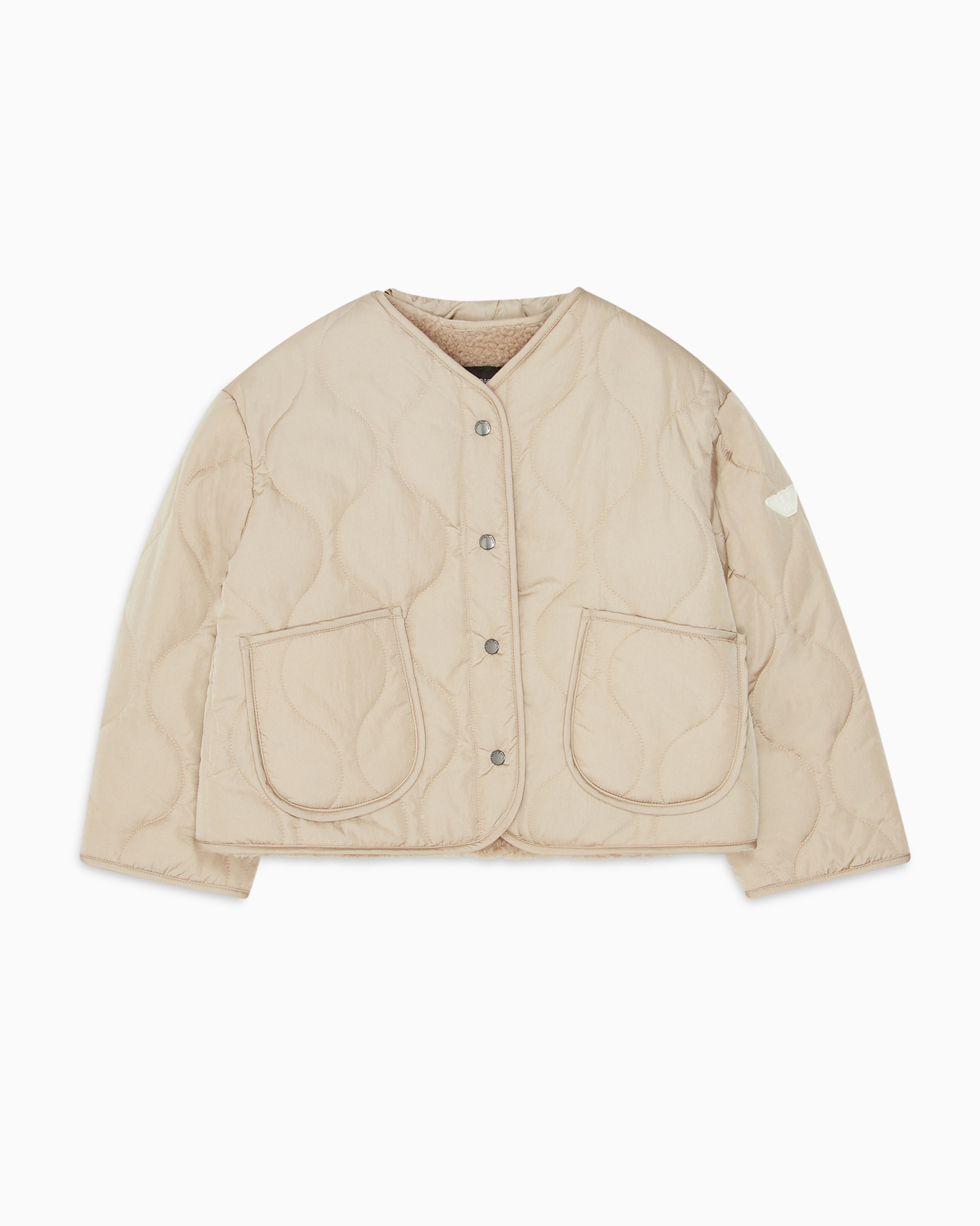 Emporio Armani Quilted Blouson With Teddy-effect Lining In Neutral