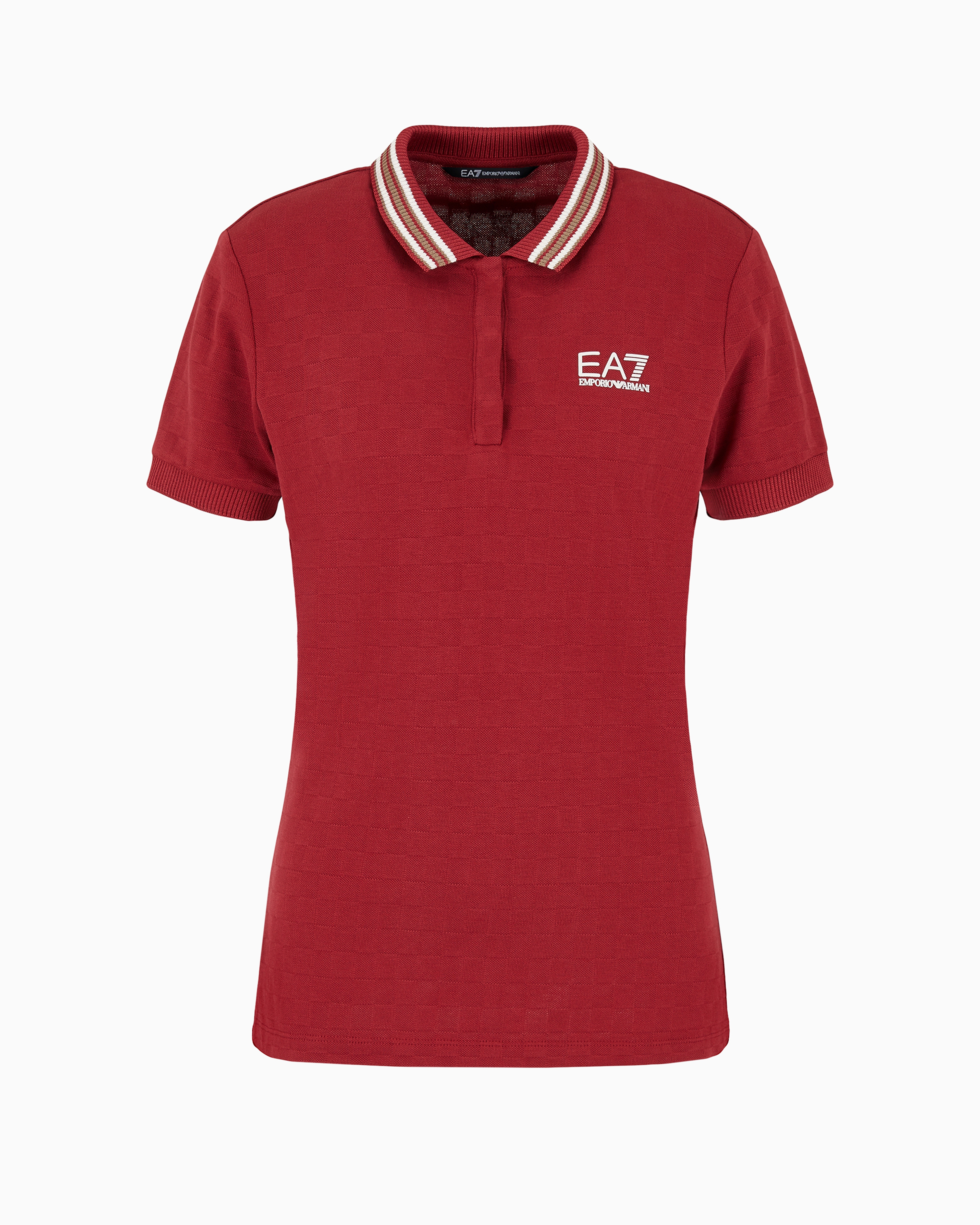 Shop Ea7 Golf Pro Short-sleeved Cotton Polo Shirt In Burgundy