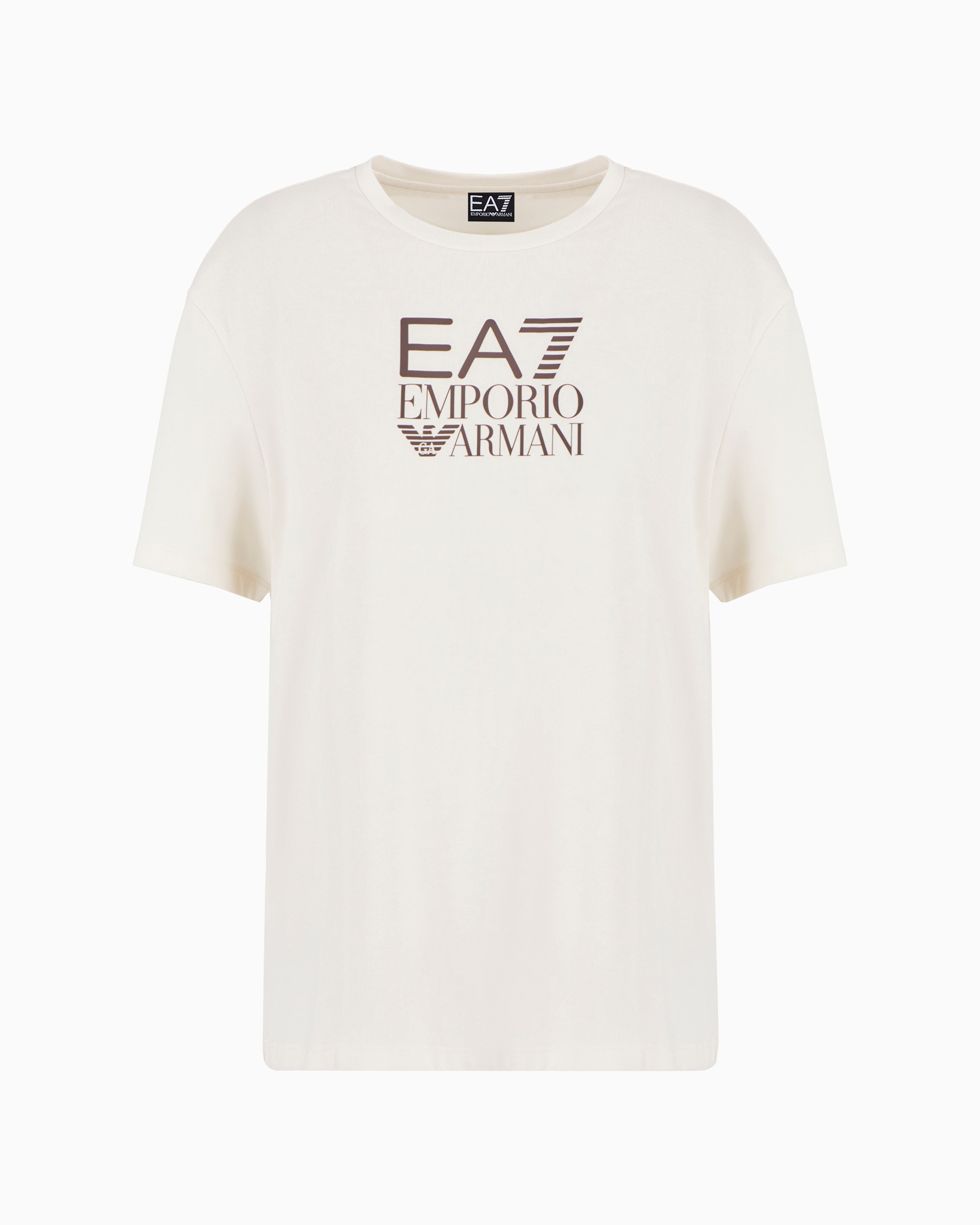 Ea7 Visibility Short-sleeved T-shirt In A Stretch Cotton Blend In White