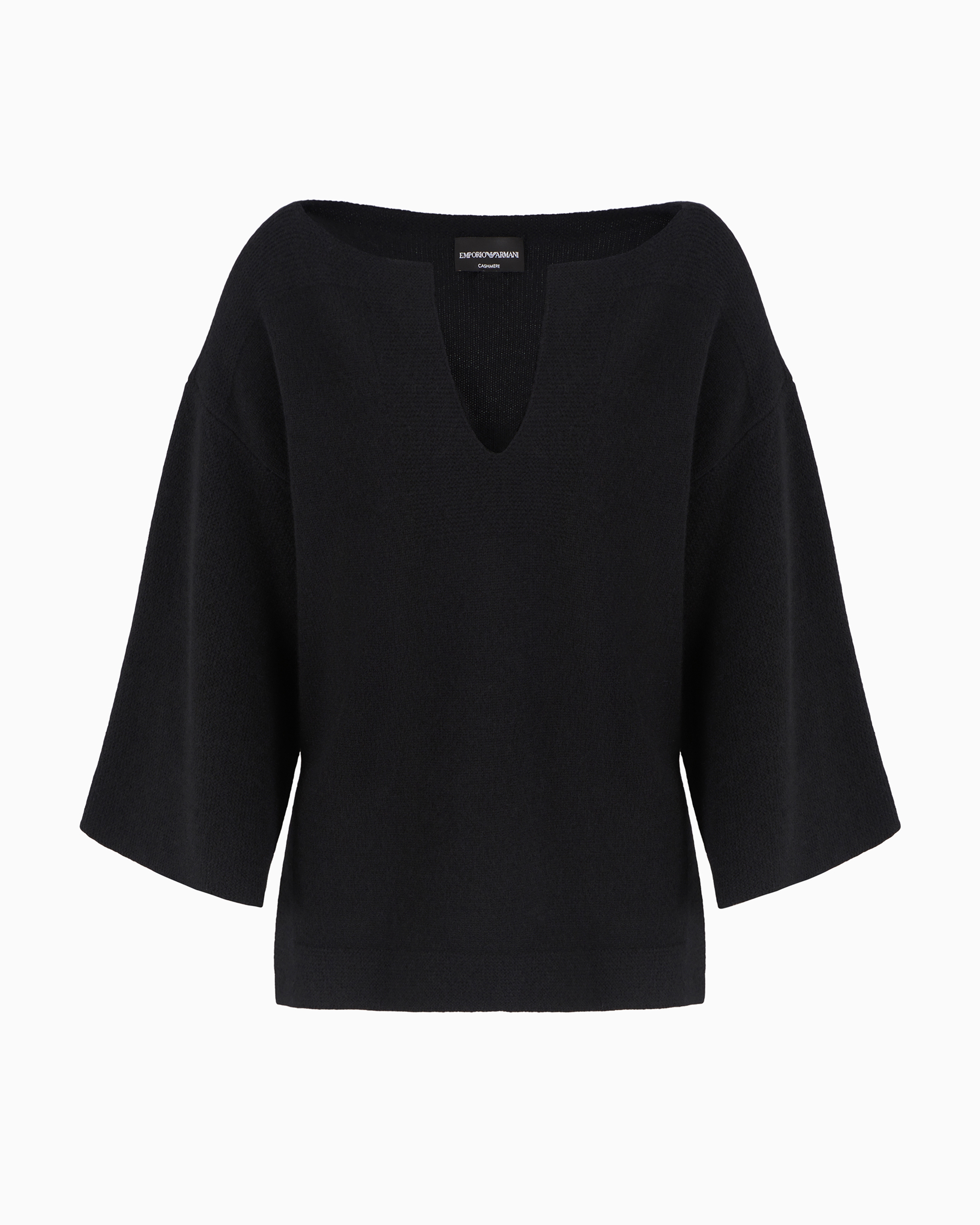 Emporio Armani Asv Recycled Cashmere Jumper With Kimono Sleeves In Black