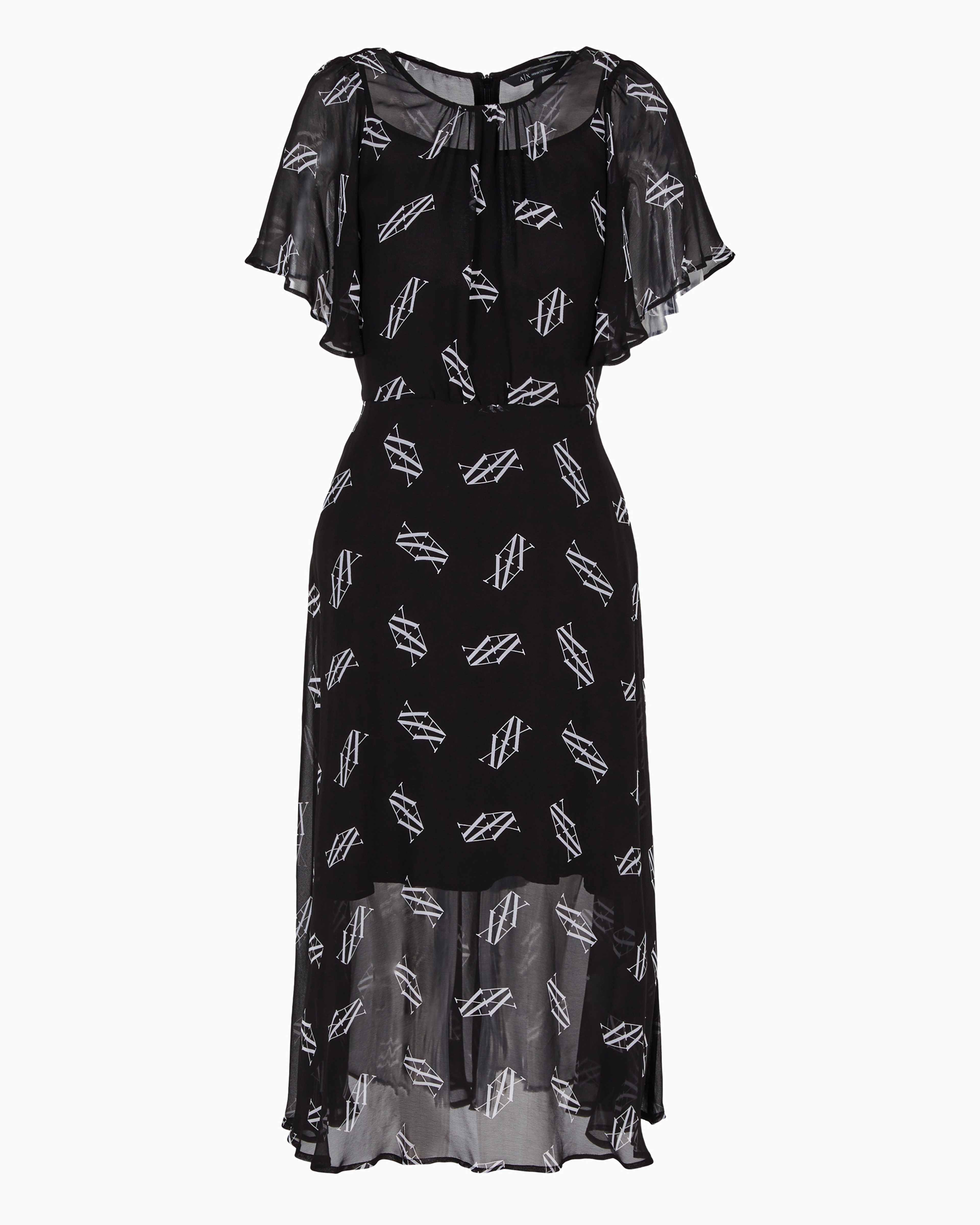 Armani Exchange Official Store Midi Dresses In Black Logo