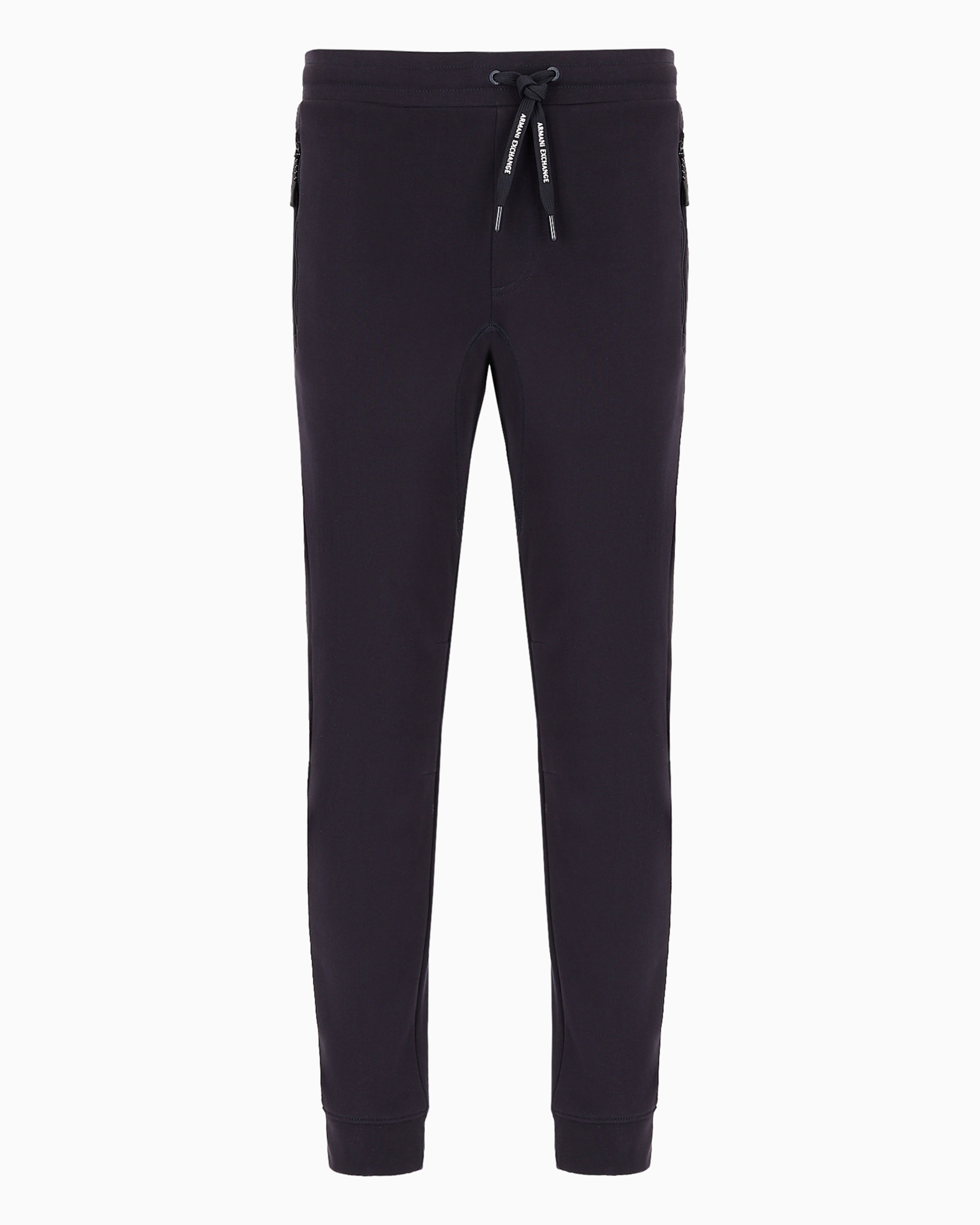 Shop Armani Exchange Soft Yarn Jogger Pants With Logo In Navy Blue