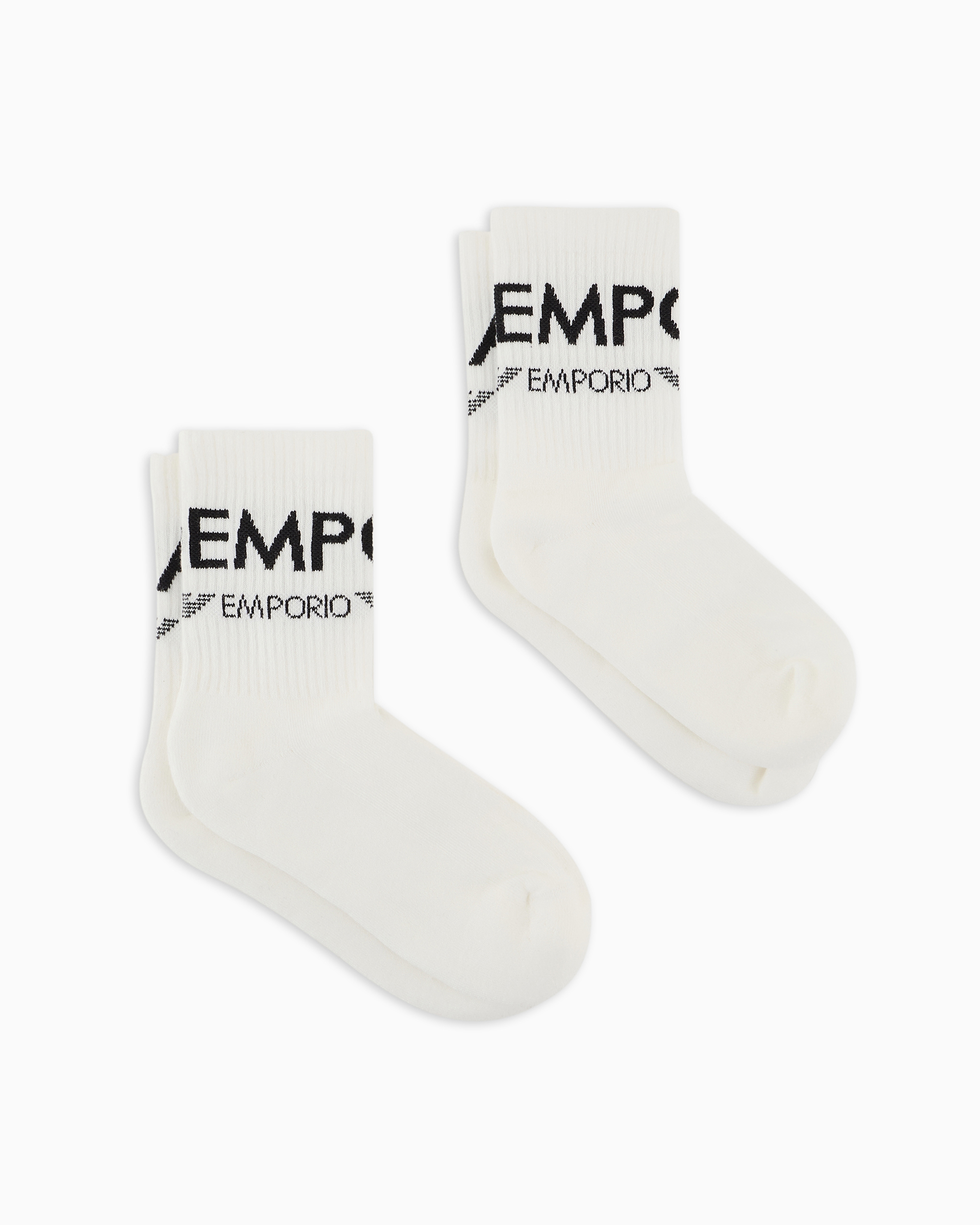 Shop Emporio Armani Sportliche Socken Aus Frottée Mit Logo In Jacquard-verarbeitung Im 2er-pack In Weiss