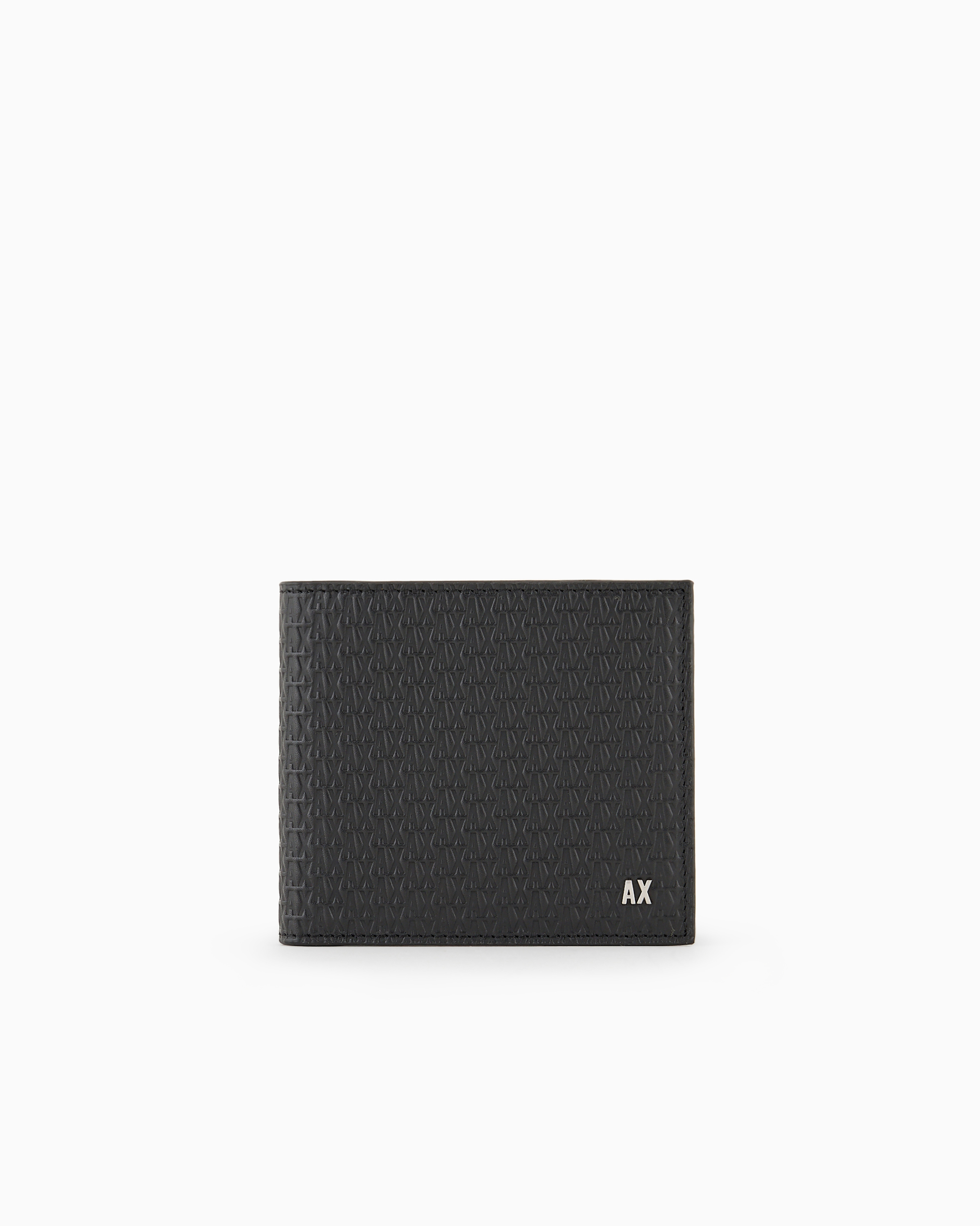 Armani Exchange Official Store Leather Book Wallet In Black