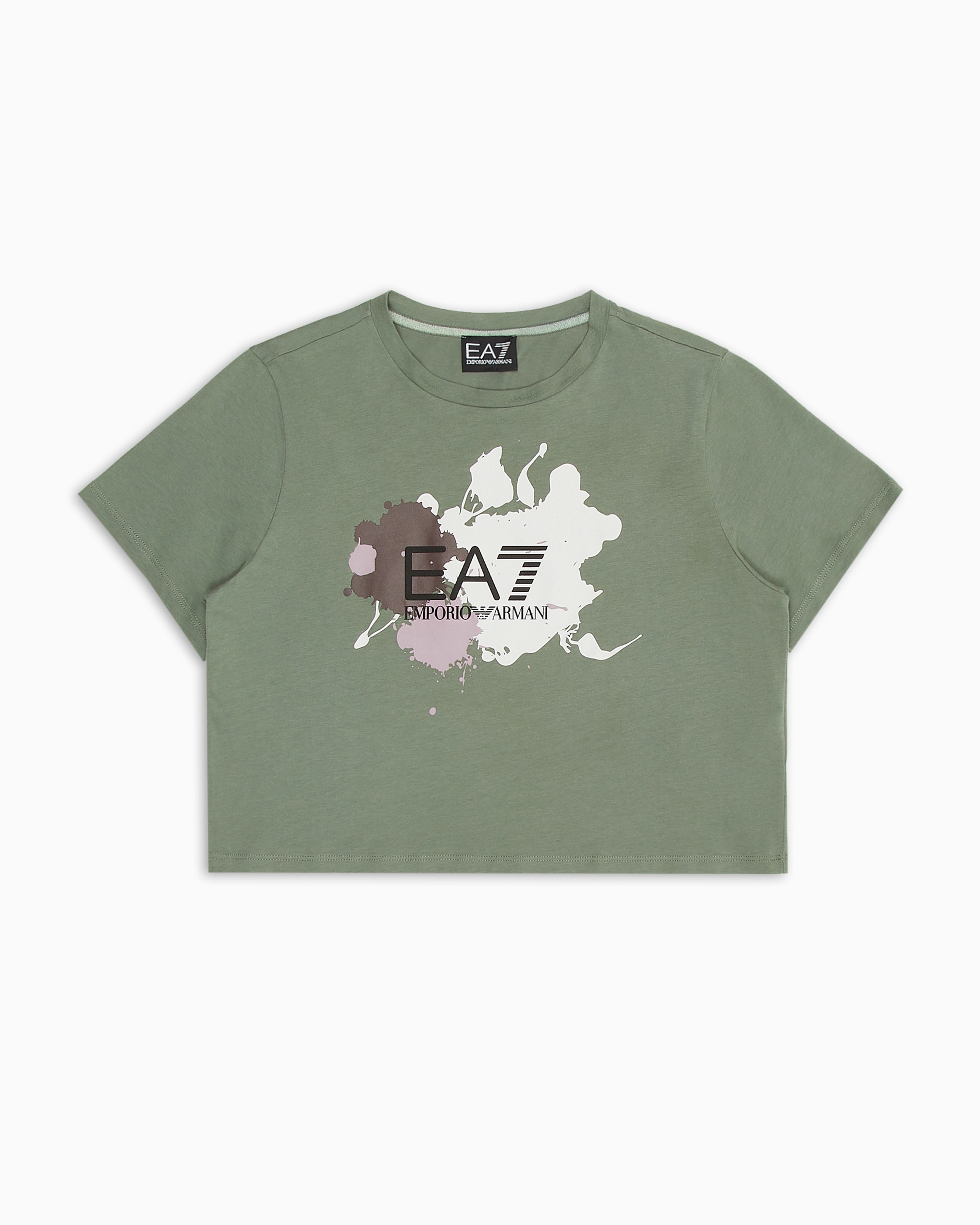 EA7 LOGO SERIES GIRL ORGANIC-COTTON CREW-NECK T-SHIRT 