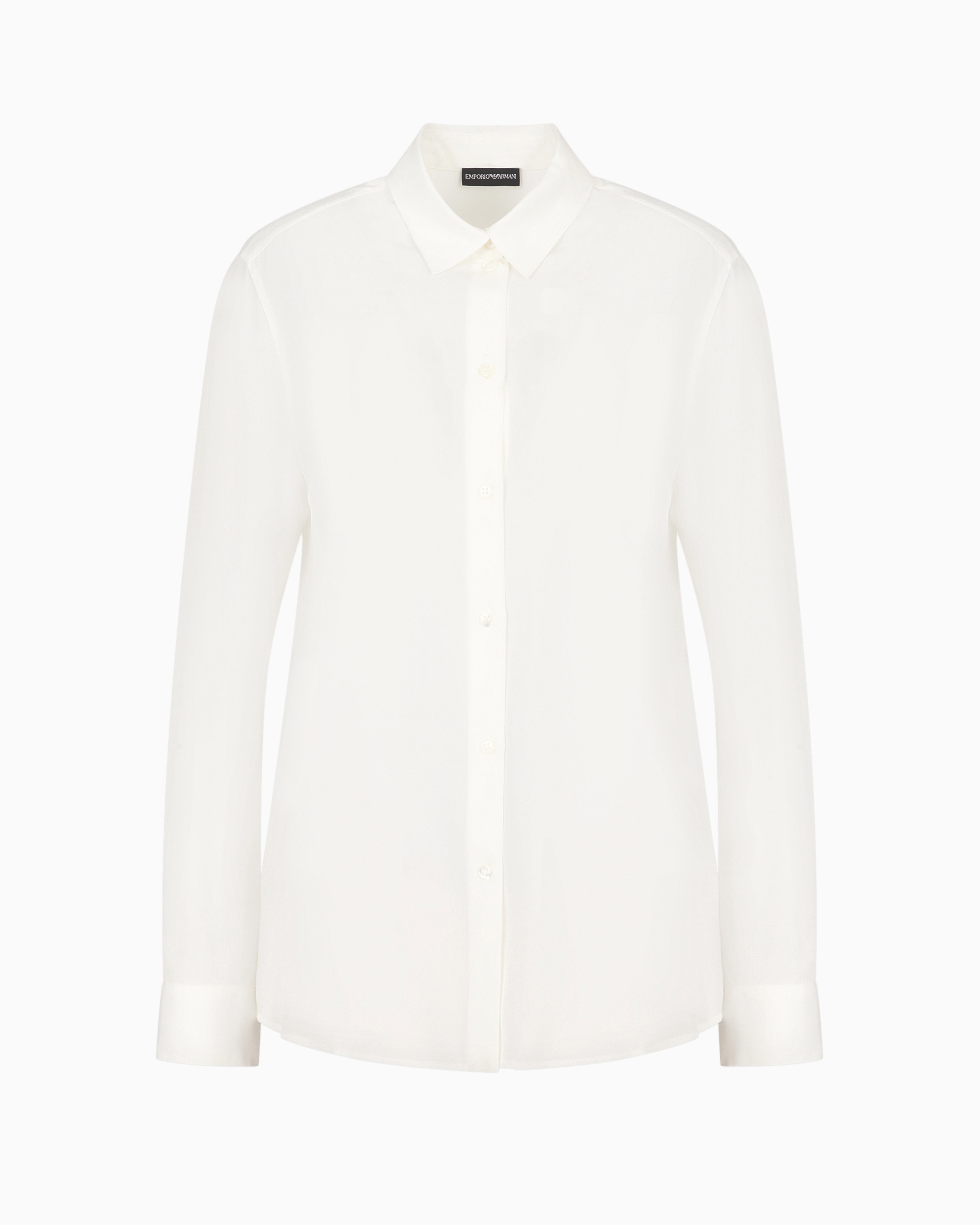 Emporio Armani Silk Crêpe-de-chine Shirt With Pleated Back In White