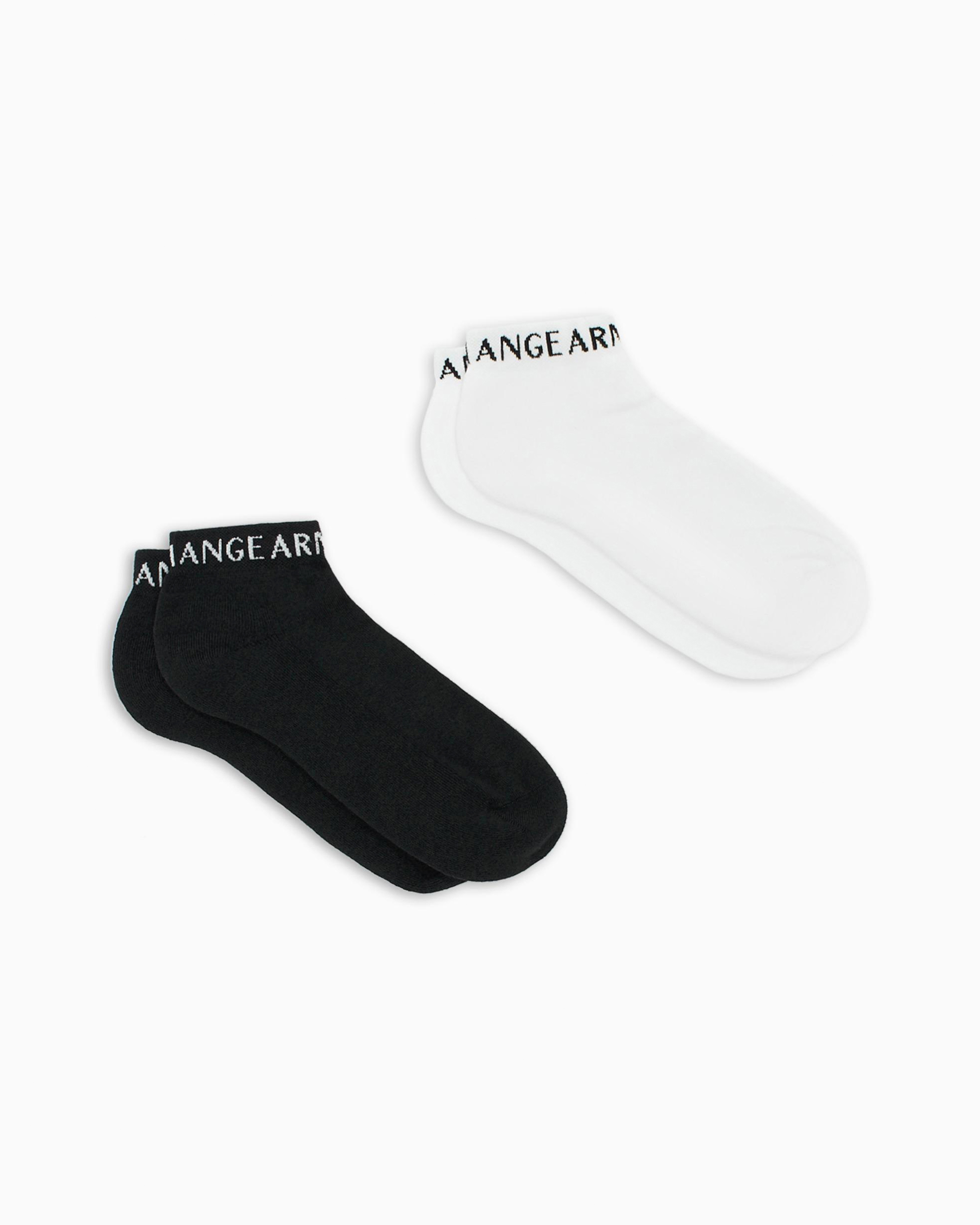 Shop Armani Exchange Set Of 2 Pairs Of Socks With Logo In White