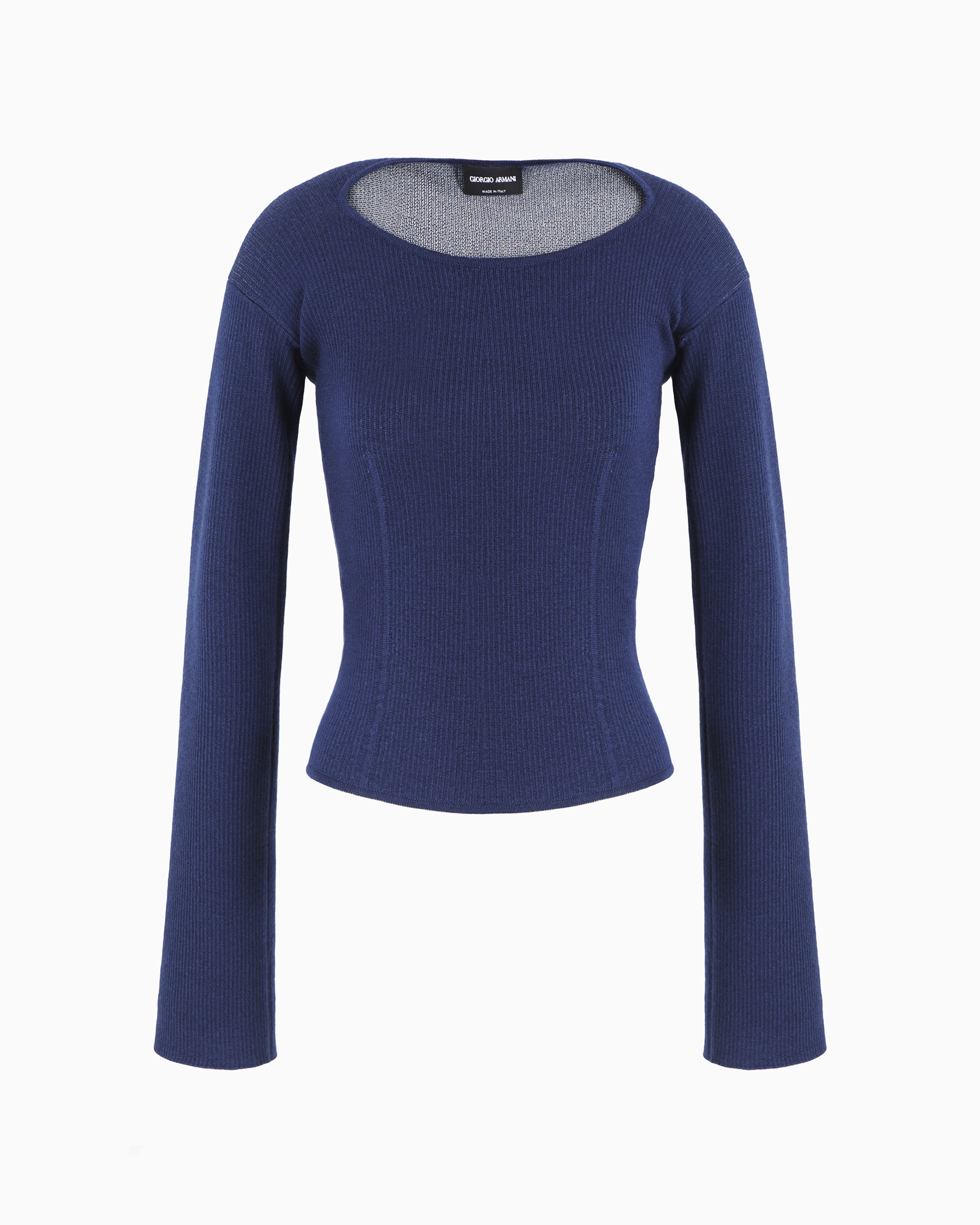 Giorgio Armani Official Store Ribbed Viscose-and-wool Jumper In Blue