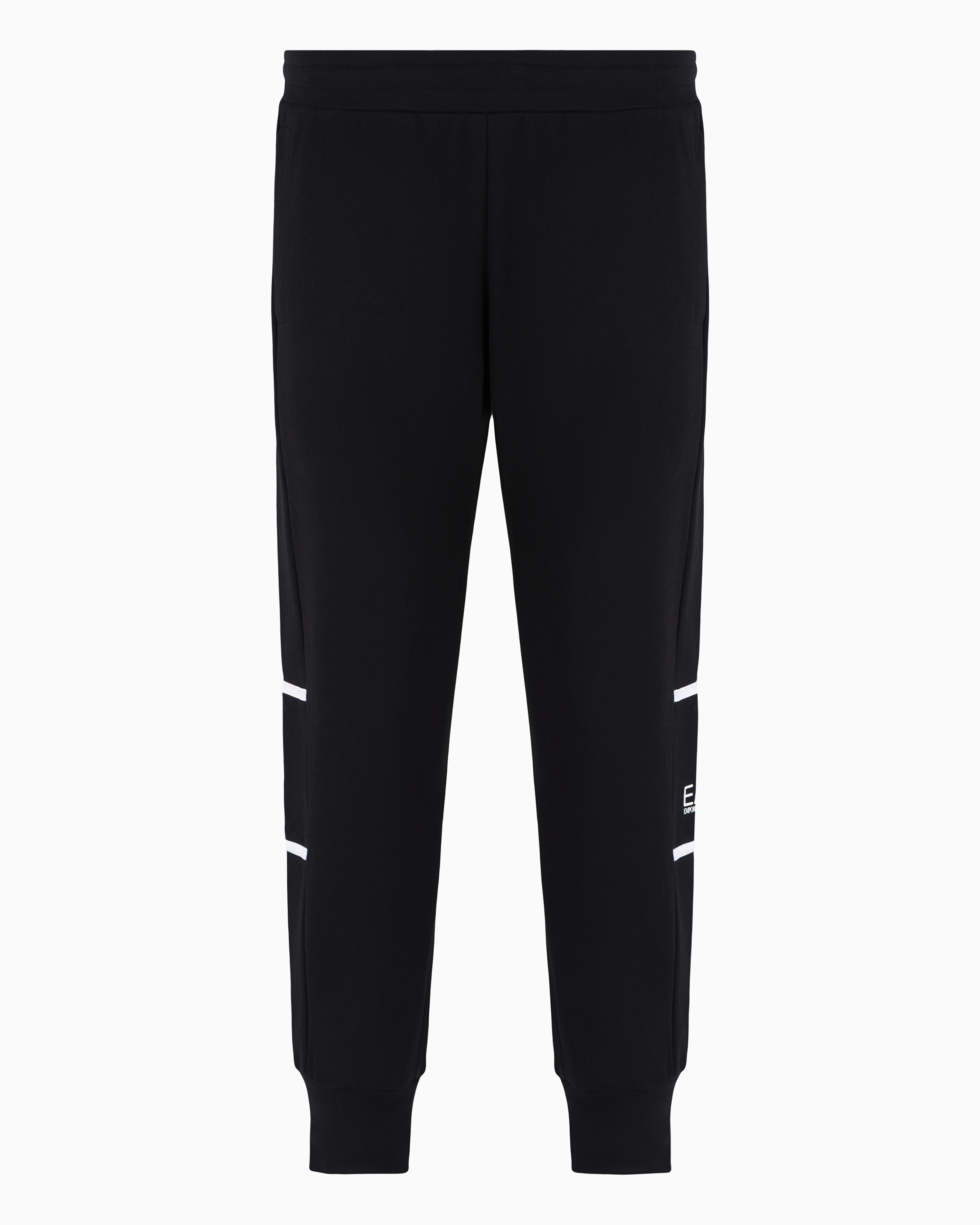 Ea7 Athletic Colour Block Joggers In An Organic Cotton Blend In Black