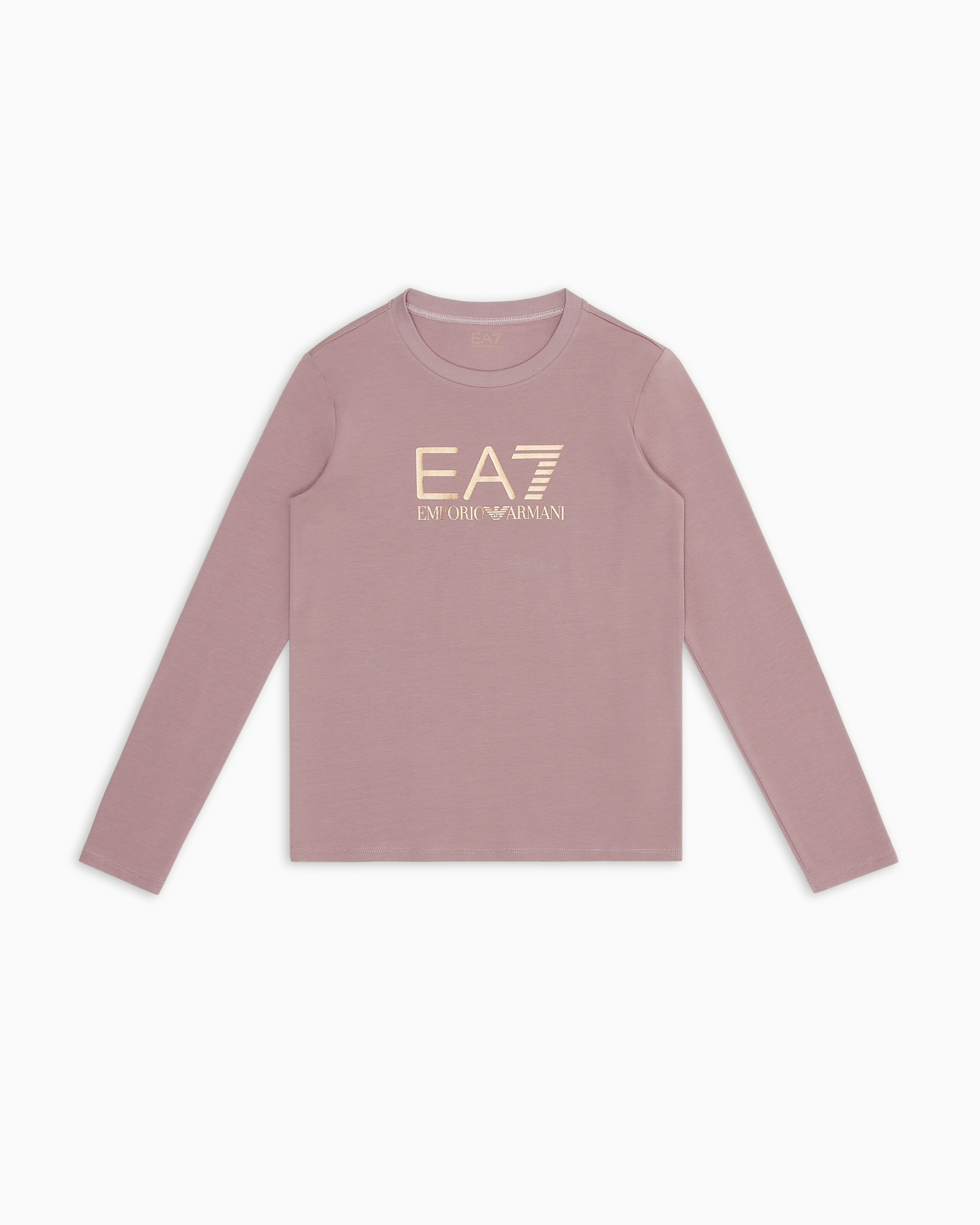 Shop Ea7 Shiny Girl Stretch-cotton, Crew-neck T-shirt In Pink