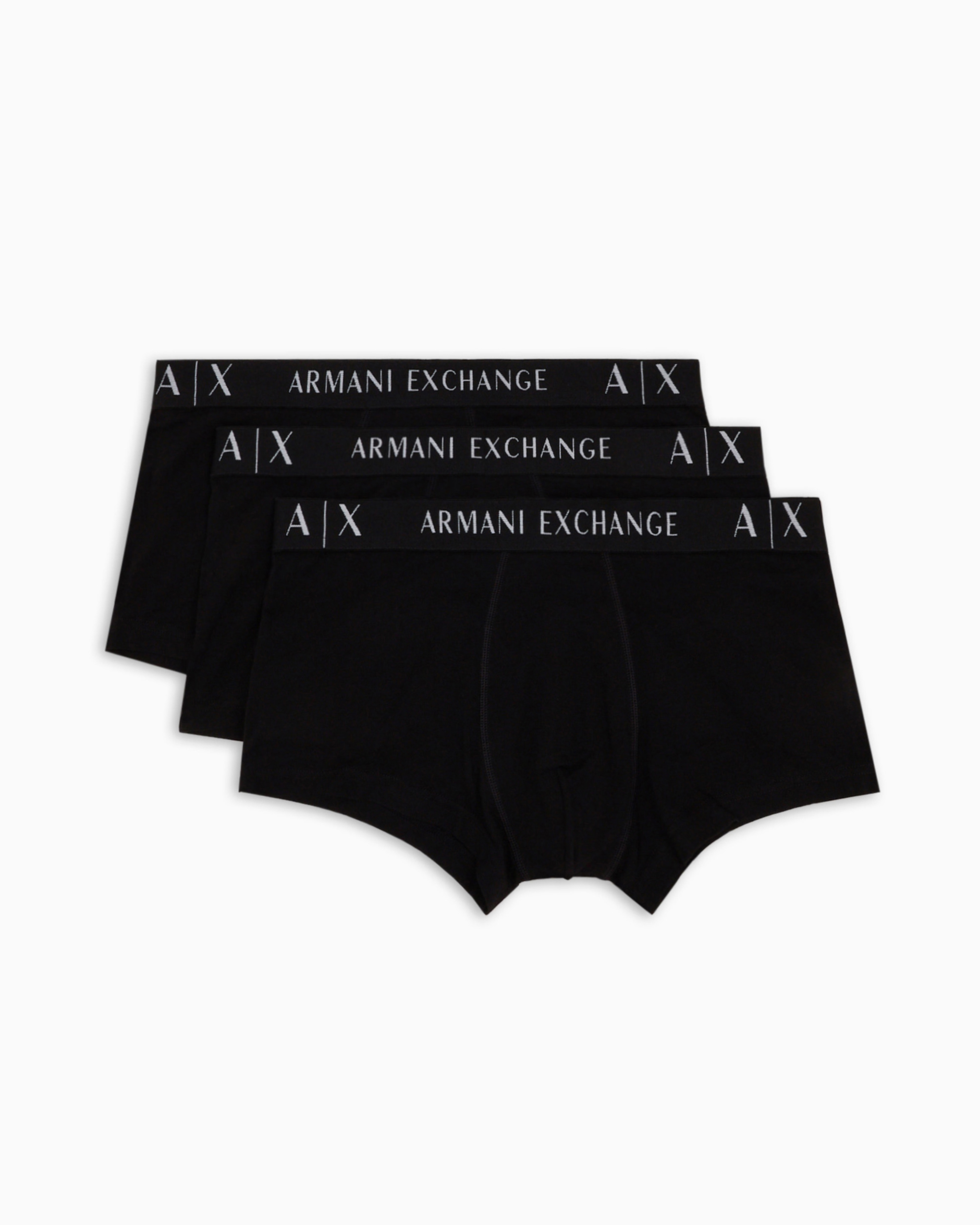 Shop Armani Exchange Stretch Fabric Boxer Shorts In Black