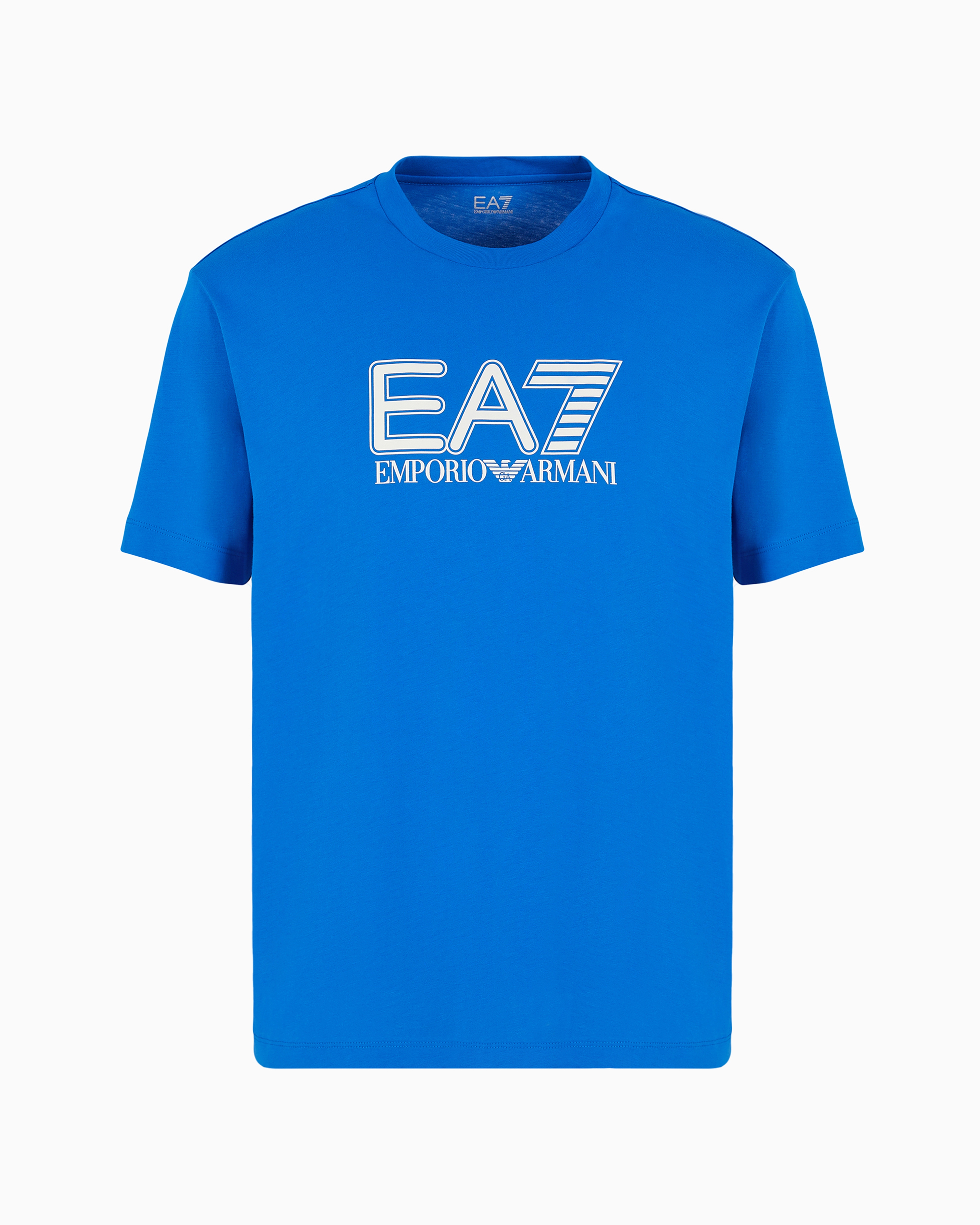 Ea7 Official Store Visibility Cotton-jersey Crew-neck T-shirt In Electric Blue