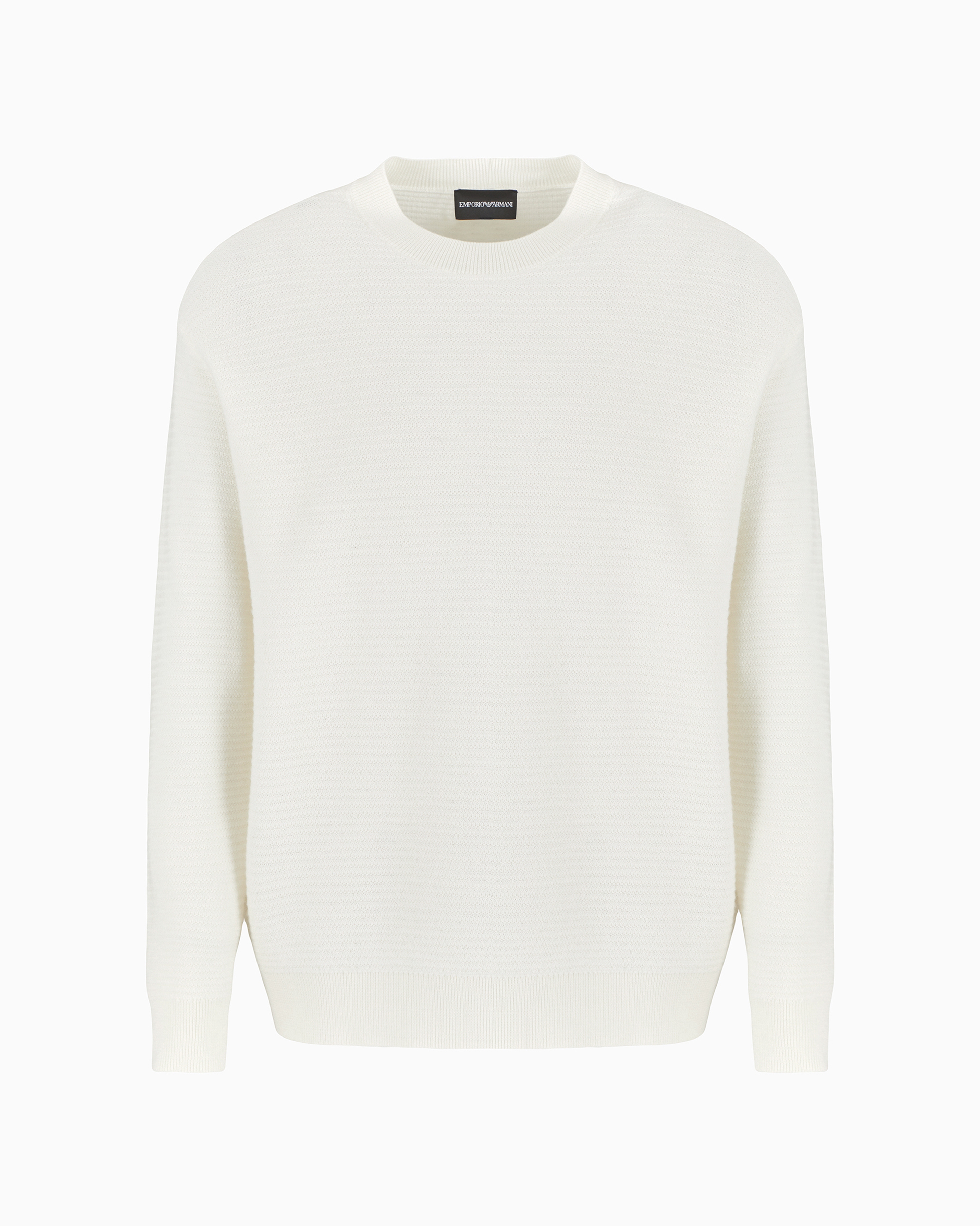 Emporio Armani Official Store Mock-neck Jumper In Virgin Wool With A Micro-textured Weave In White