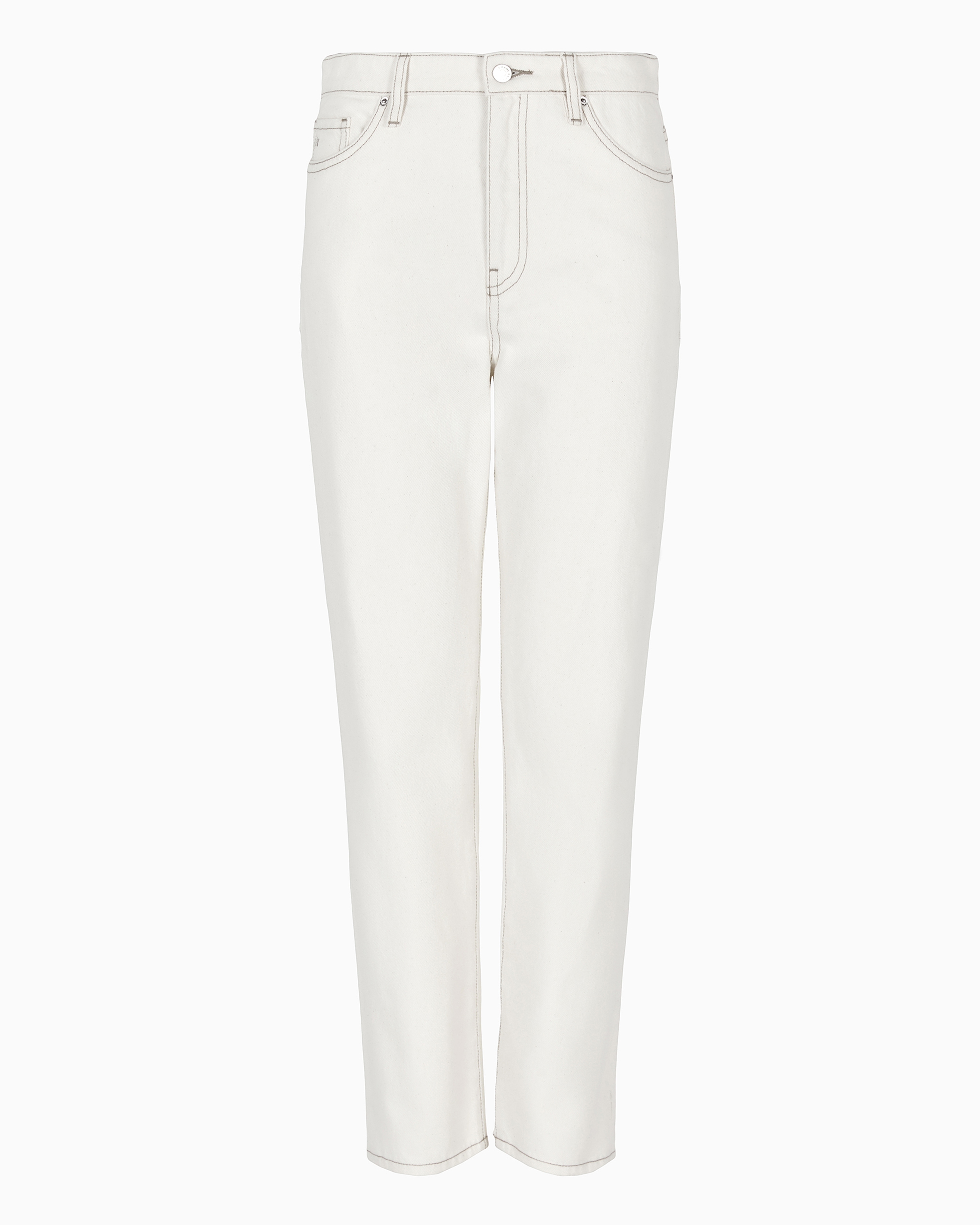 Armani Exchange Official Store Cropped Boyfriend Jeans In Asv Rigid Cotton Denim In White