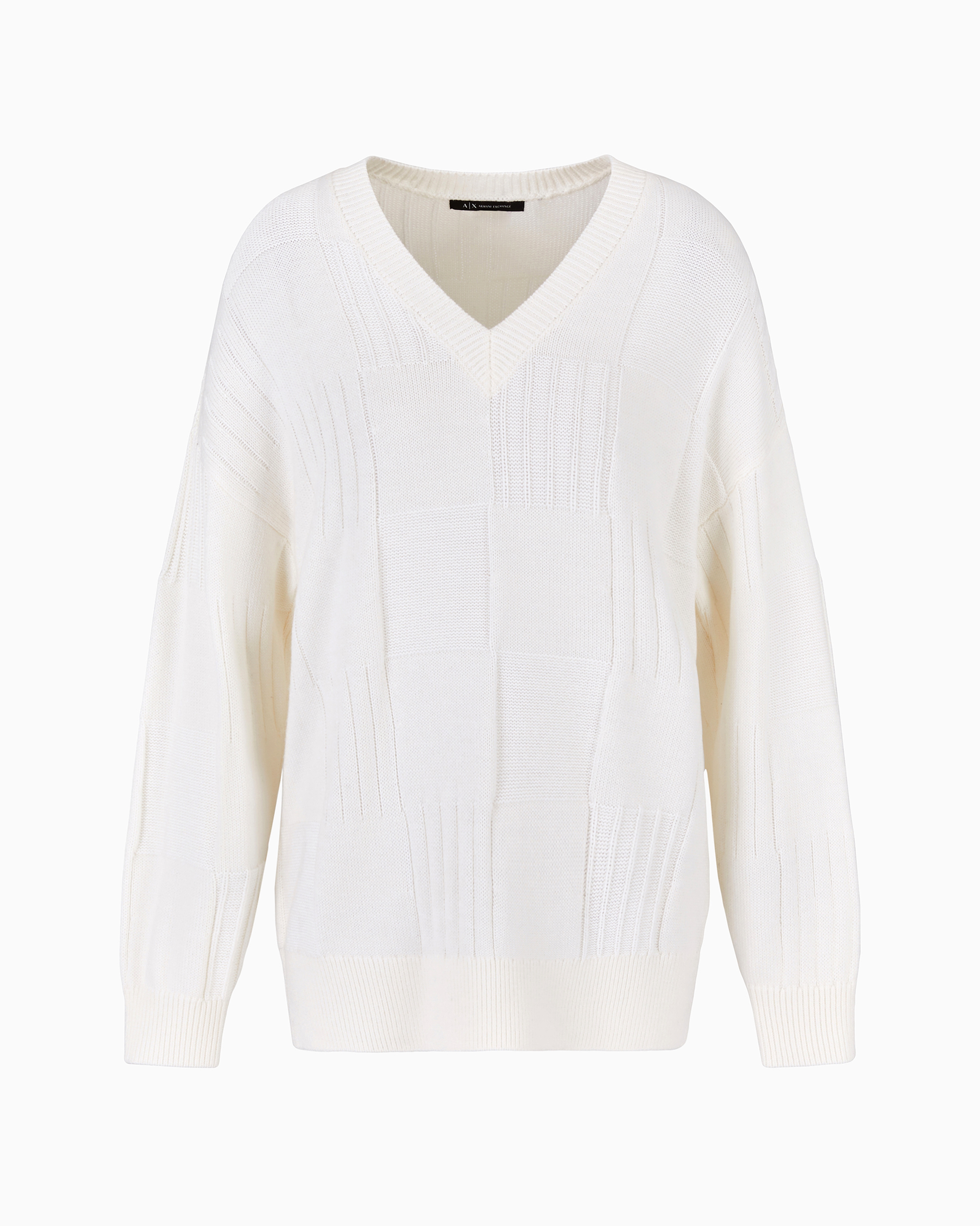 Shop Armani Exchange Asv Checked V-neck Sweater In White