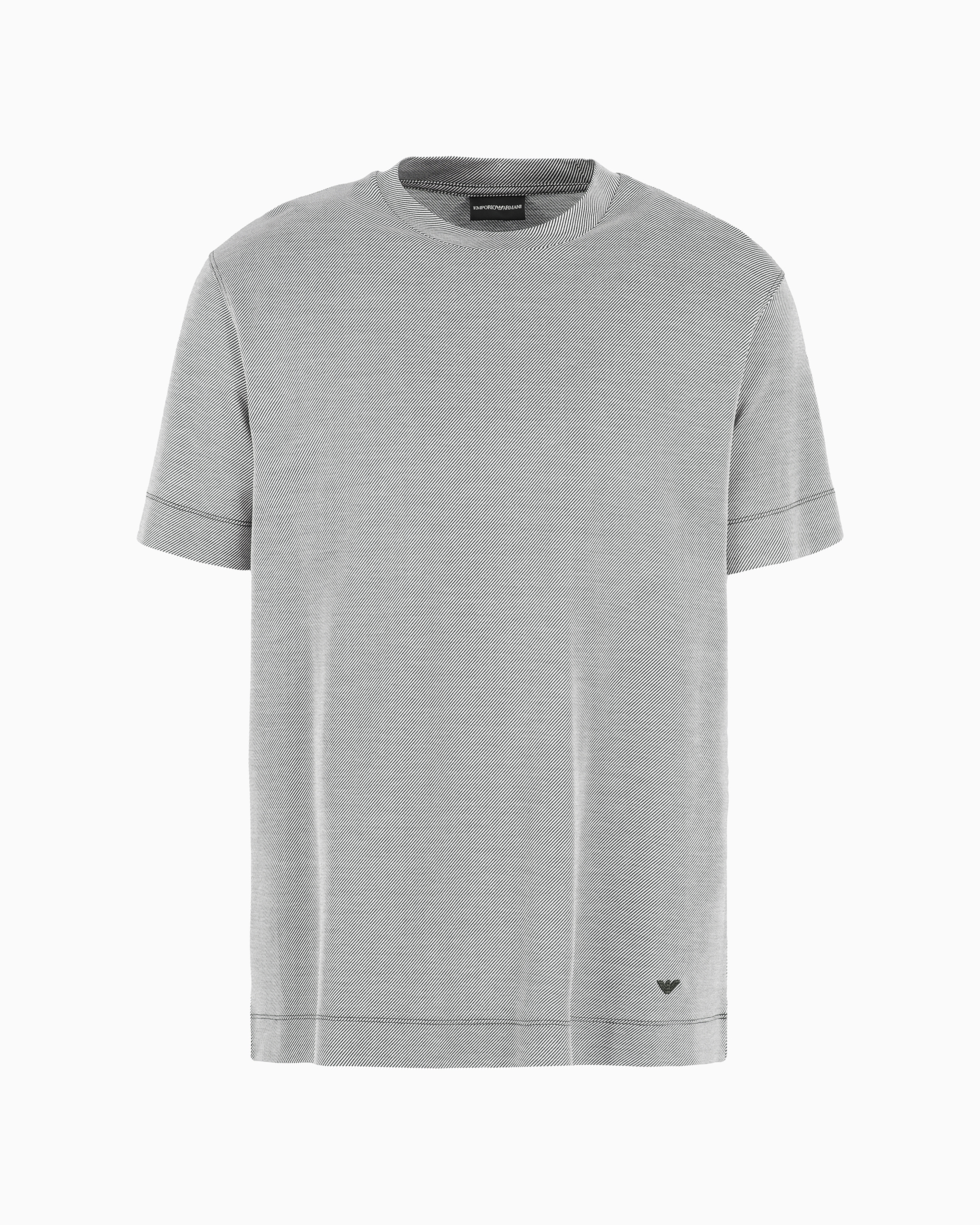 Emporio Armani Official Store Striped T-shirt In Asv Lyocell-blend Jersey In White