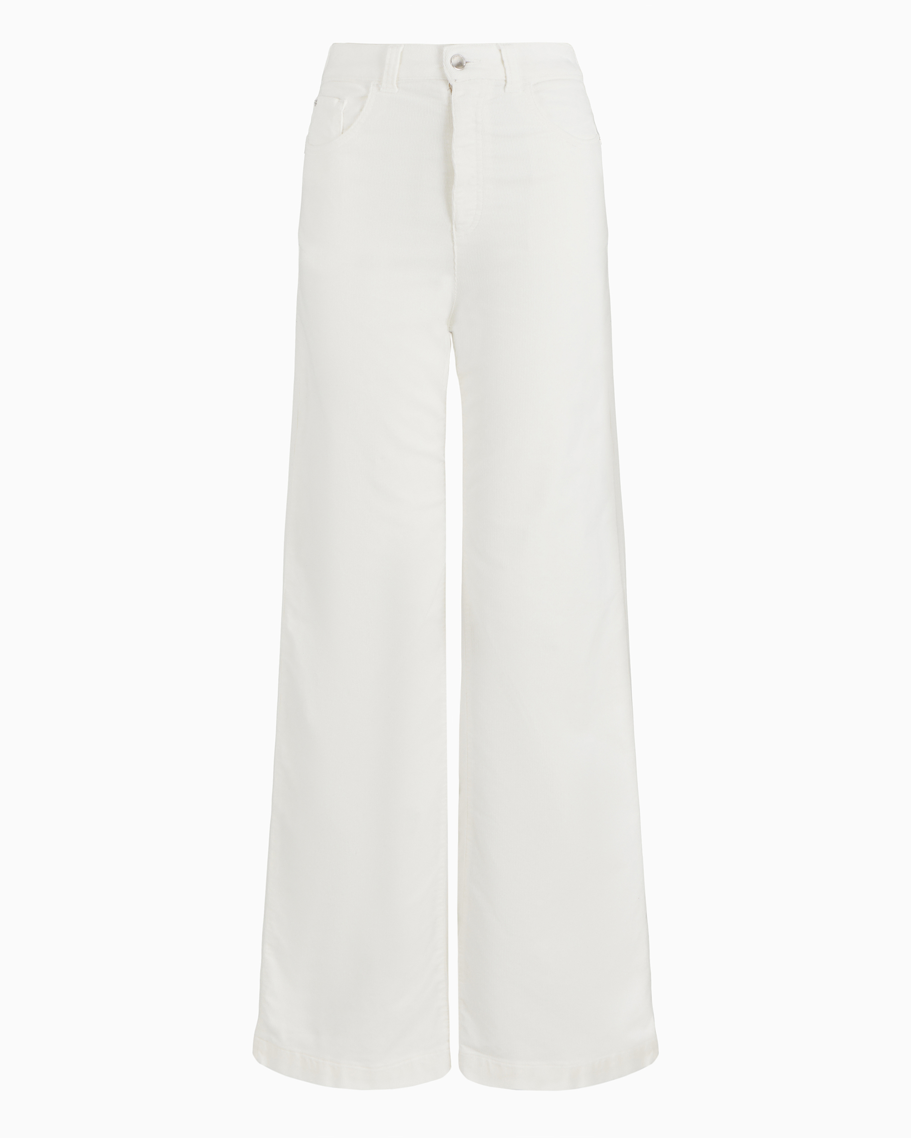 Shop Emporio Armani J14 High-waisted, Wide-leg Palazzo Trousers In Garment-dyed Corduroy In White