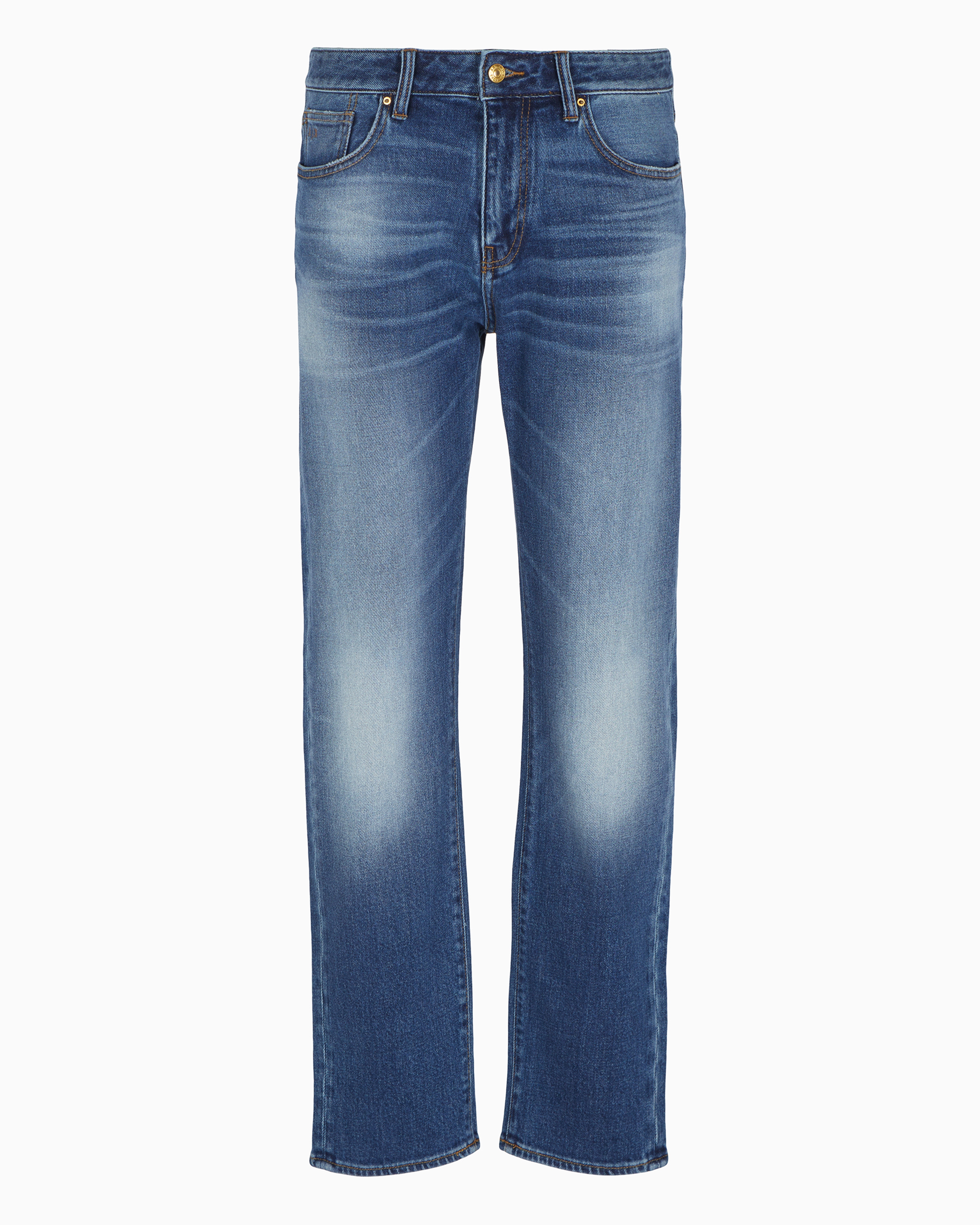 新品 ARMANI JEANS コットンリネン タックパンツ サイドアジャスター J16 Straight Fit Indigo Cotton Denim Jeans | Armani Exchange US