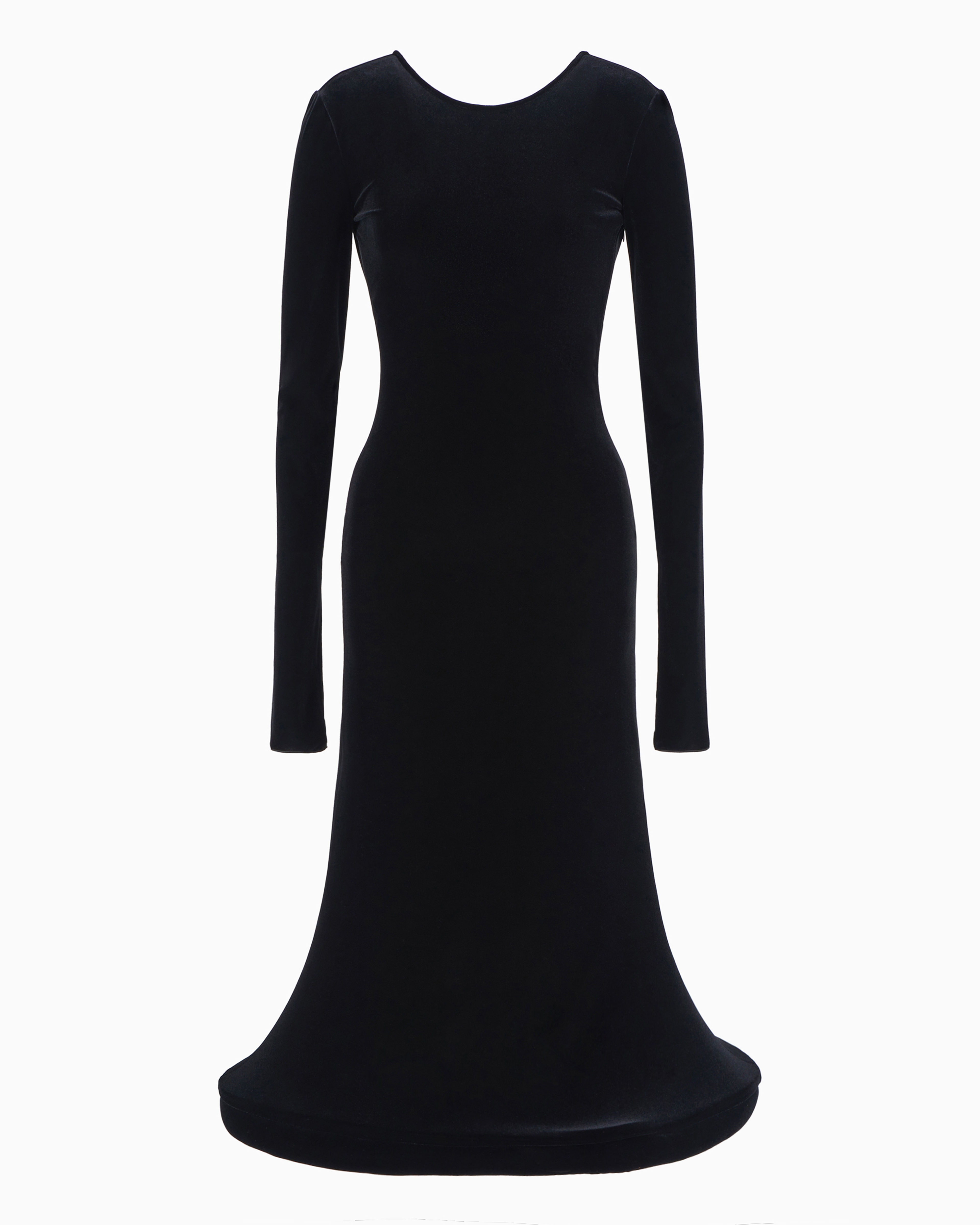 Shop Emporio Armani Long Dress With Domed, Padded Hem In Black