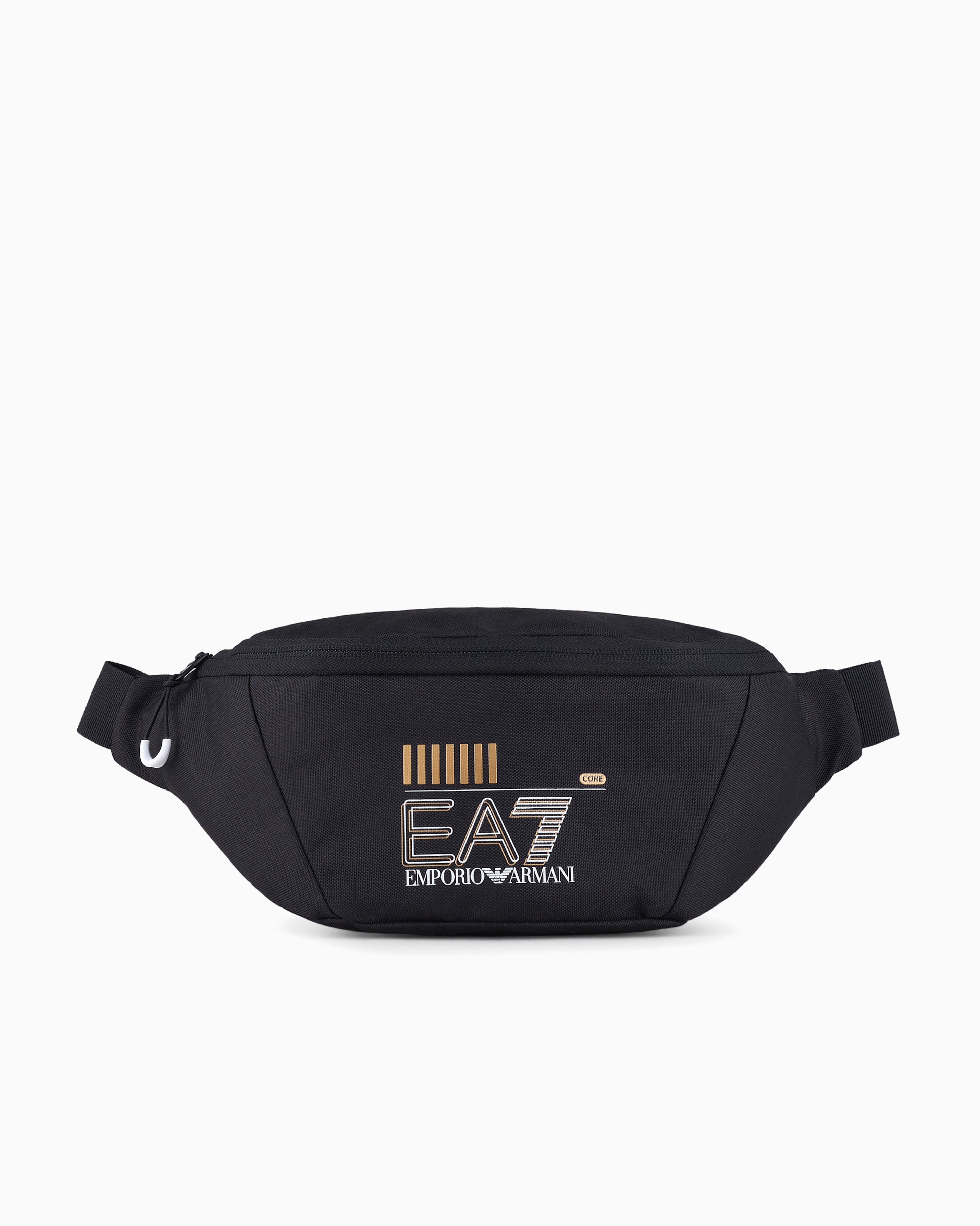 Emporio Armani Train Core Recycled Fabric Belt Bag In Black Logo