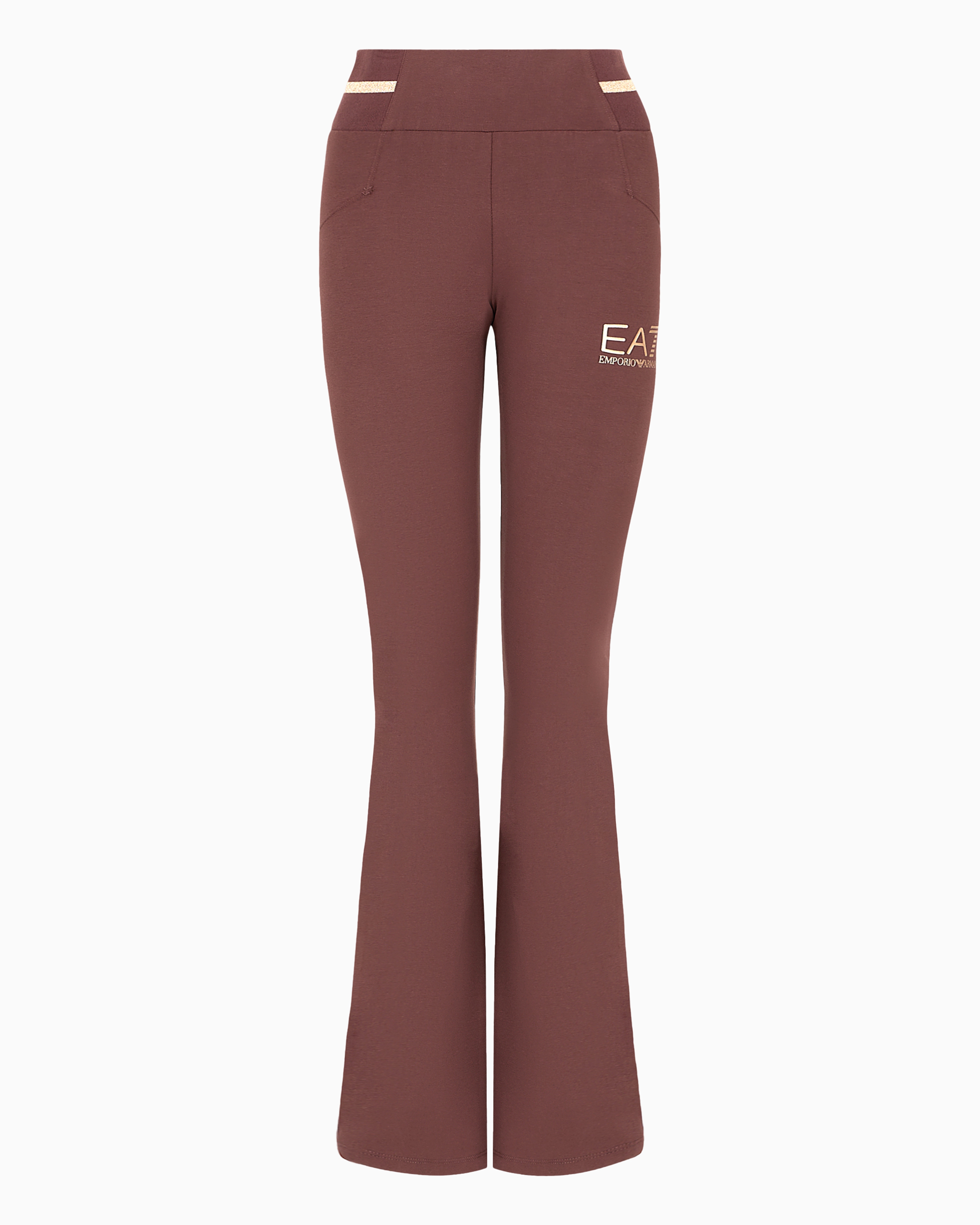 Ea7 Official Store Core Lady Stretch-cotton Trousers In Brown