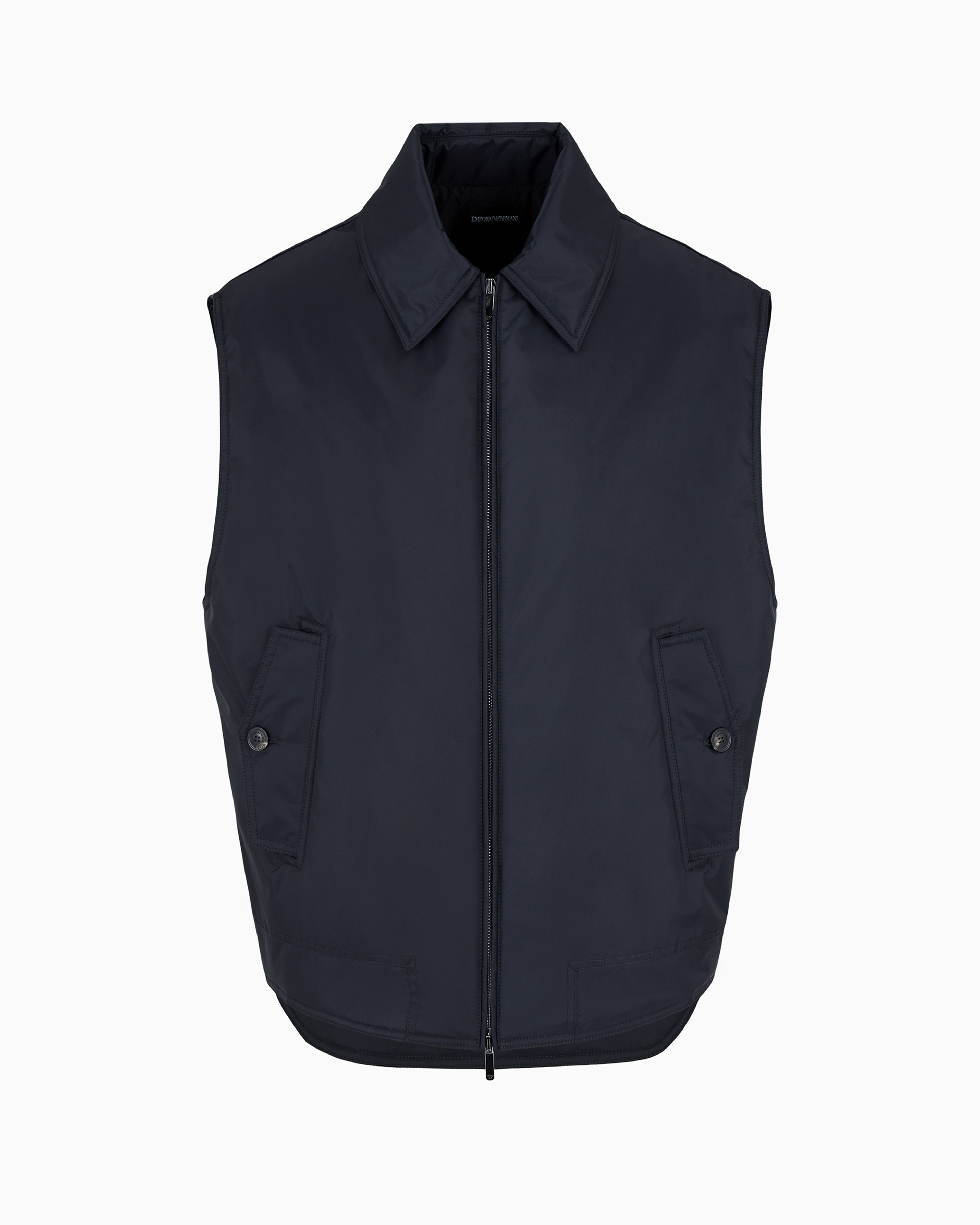 Emporio Armani Water-repellent Nylon Gilet With Zip In Blue