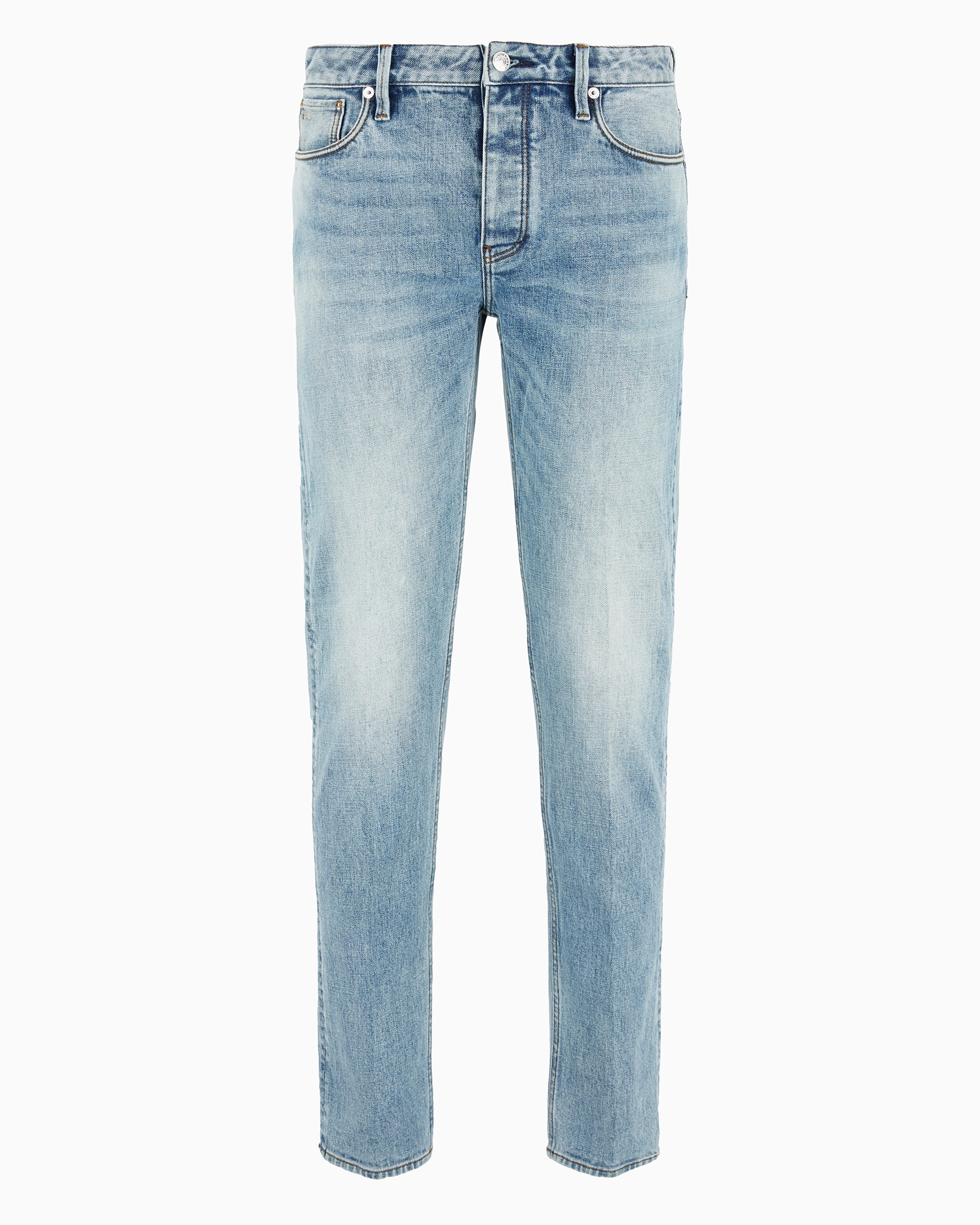 Emporio Armani J75 Slim-fit, Stone-washed Denim Jeans With Whisker Lines In Blue
