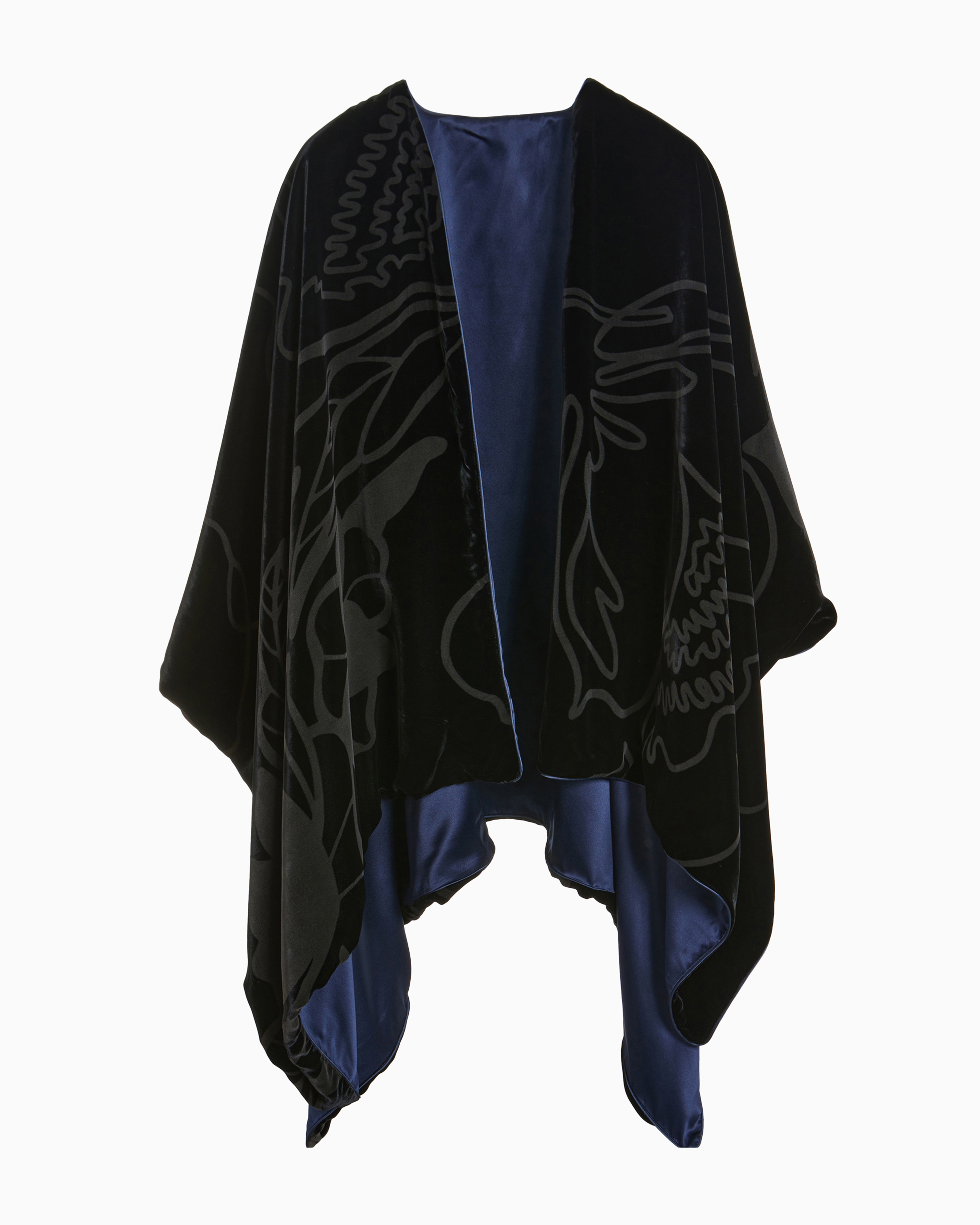 Giorgio Armani Devoré Velvet Cape In Black