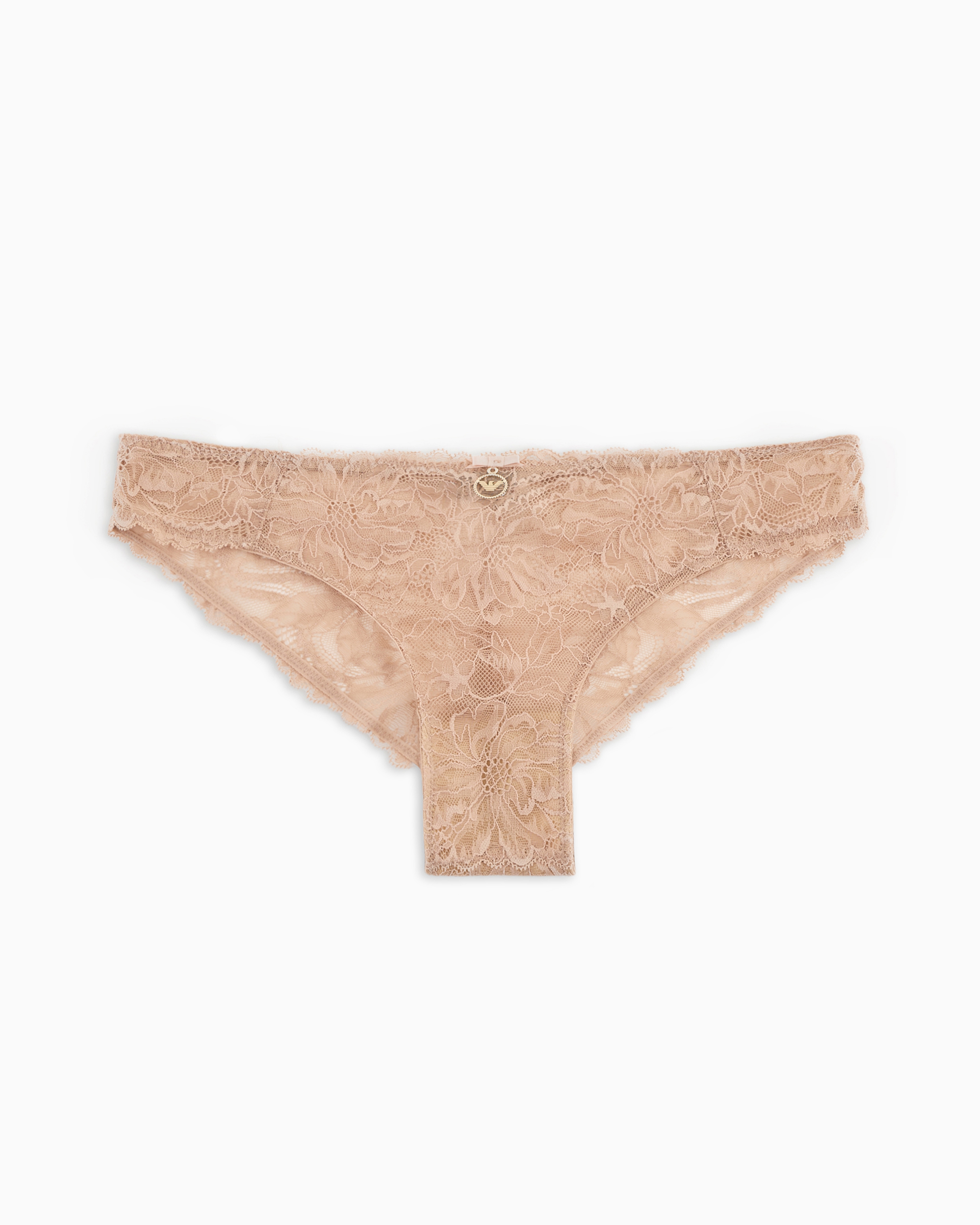 Shop Emporio Armani Asv Slip Aus Recycelter Spitze Eternal Lace In Beige