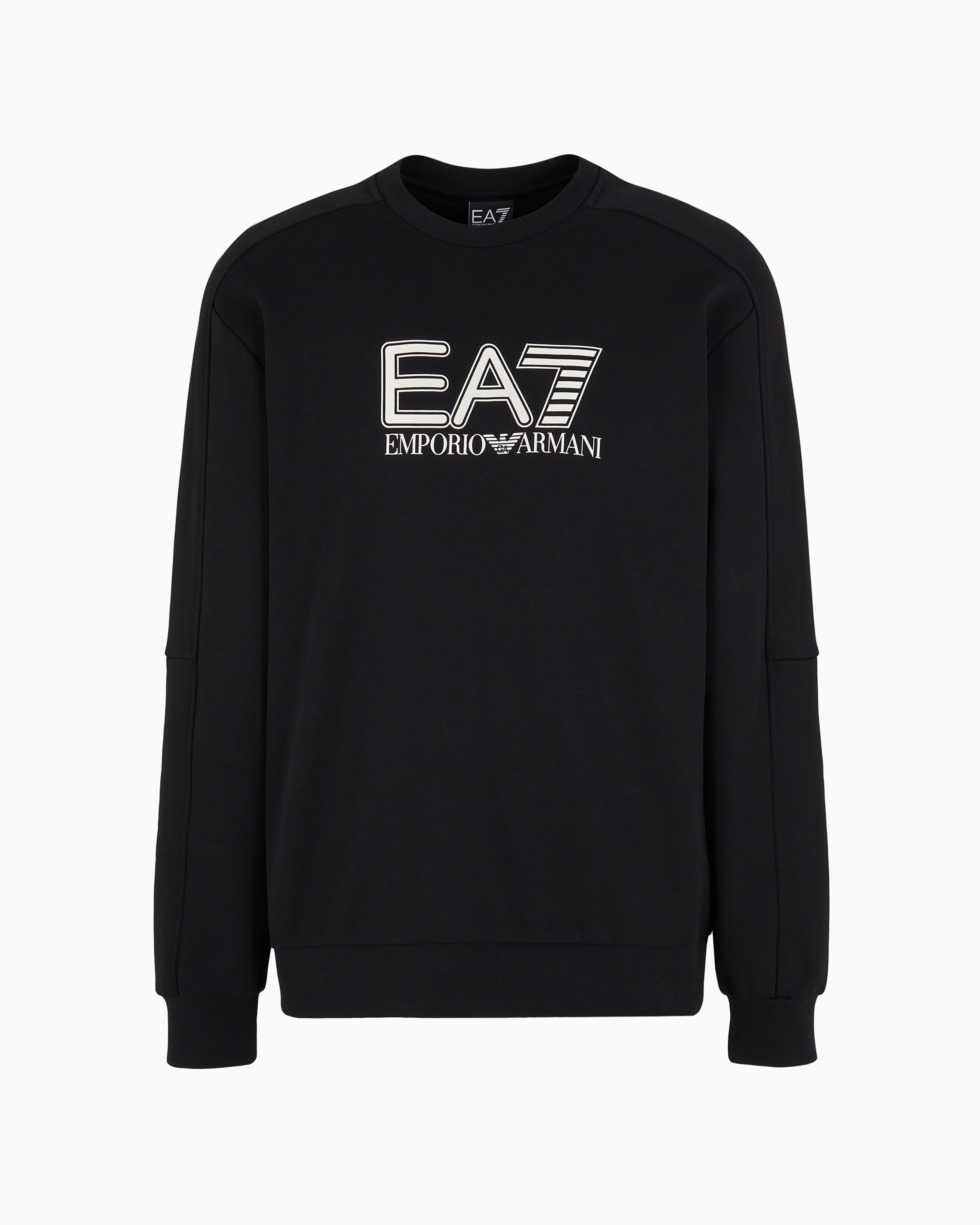 Ea7 Visibility Cotton-blend Crew-neck Sweatshirt In Black