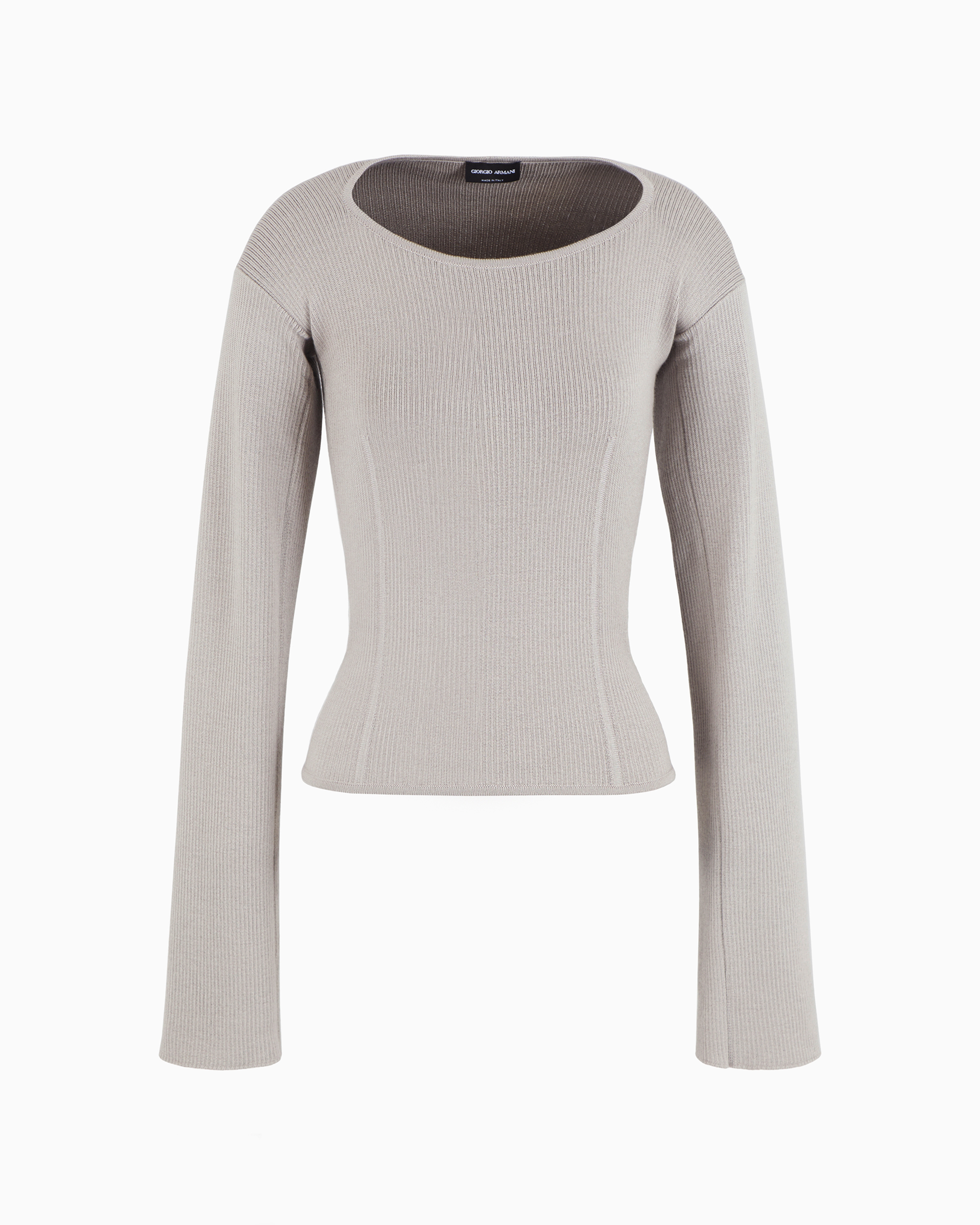 Giorgio Armani Official Store Ribbed Viscose-and-wool Jumper In Beige