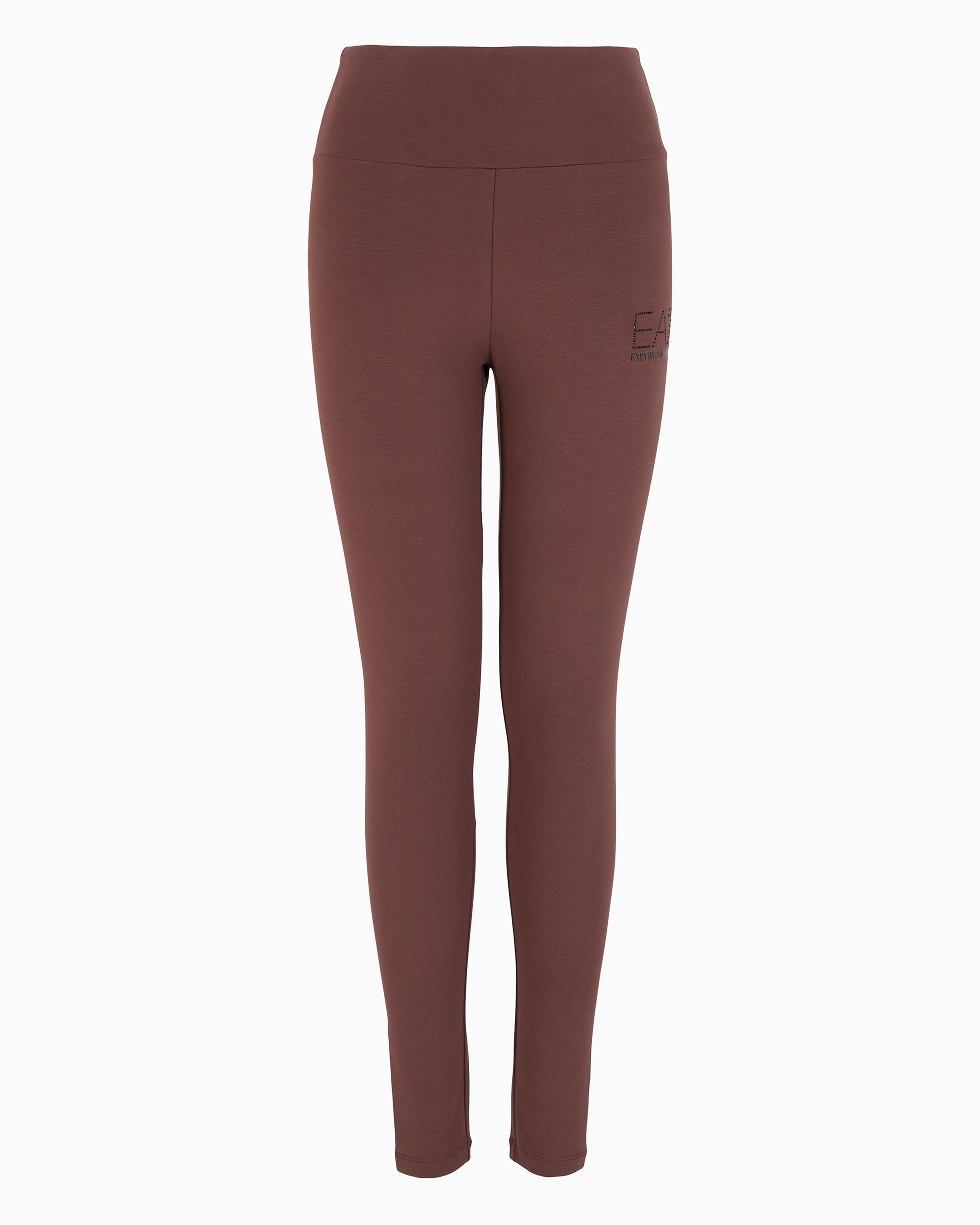 Ea7 Logo Series Recycled Cotton-blend Leggings In Brown