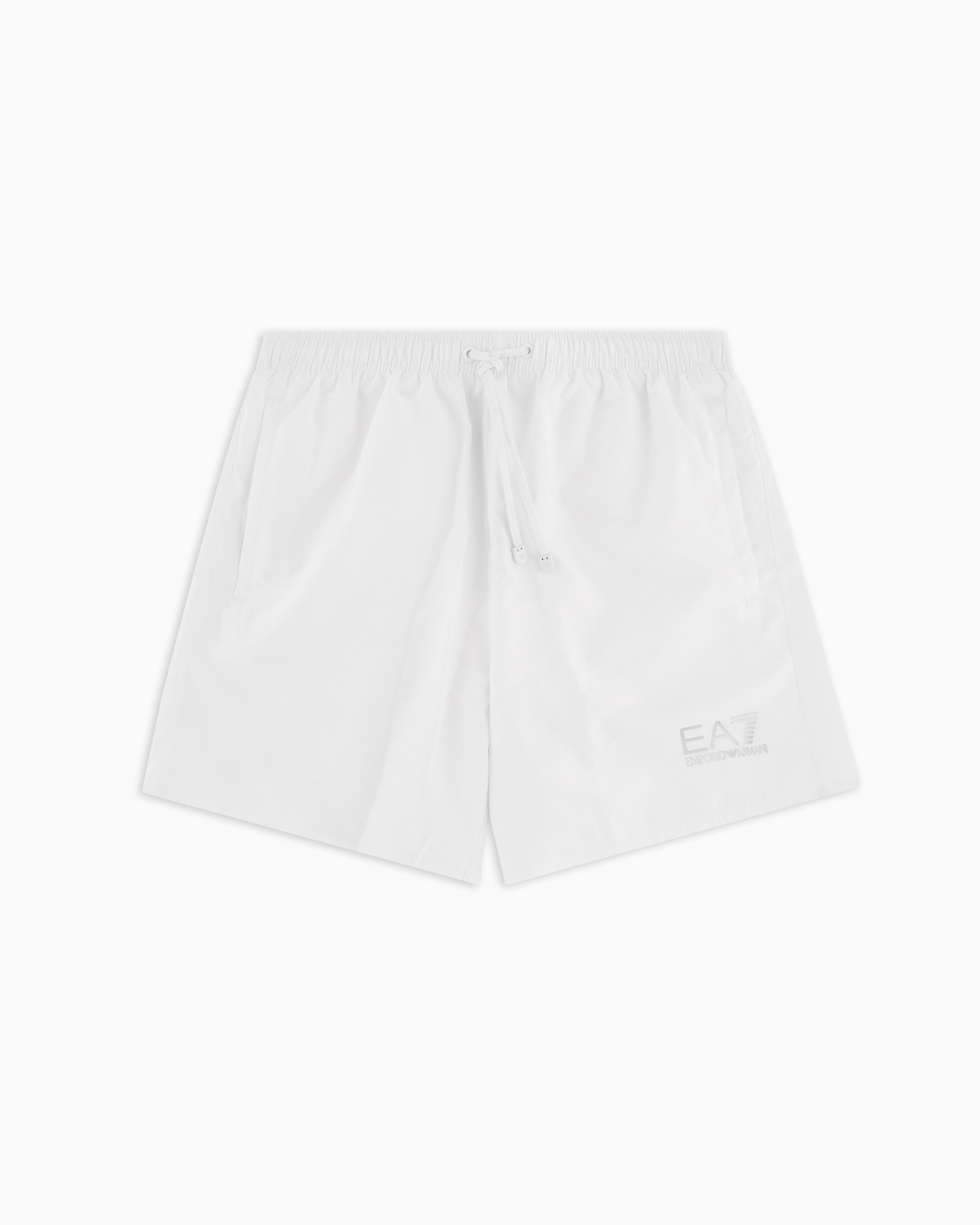 Emporio Armani Water Sports Swim Trunks With Logo In White