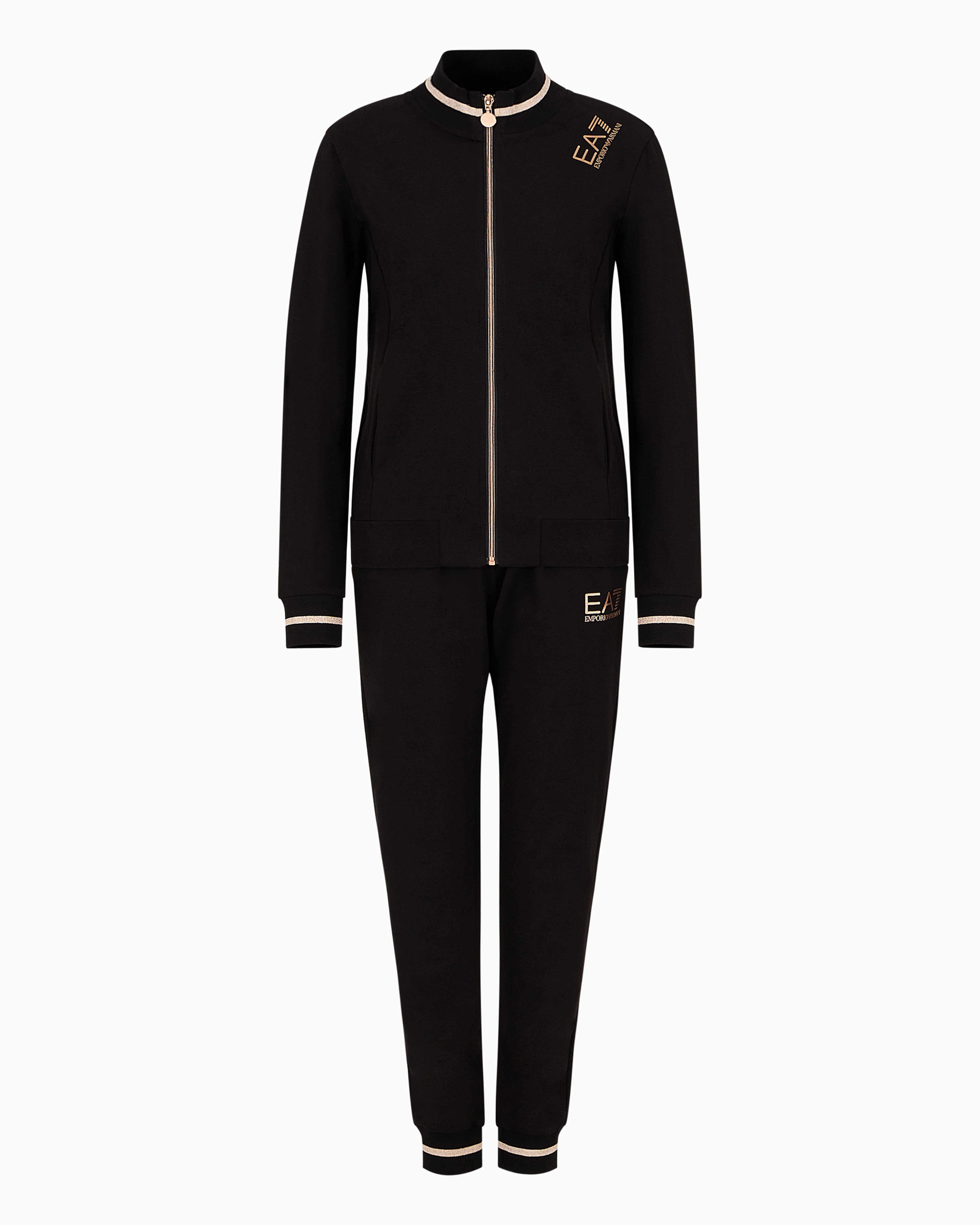 Ea7 Official Store Core Lady Stretch-cotton Tracksuit In Black