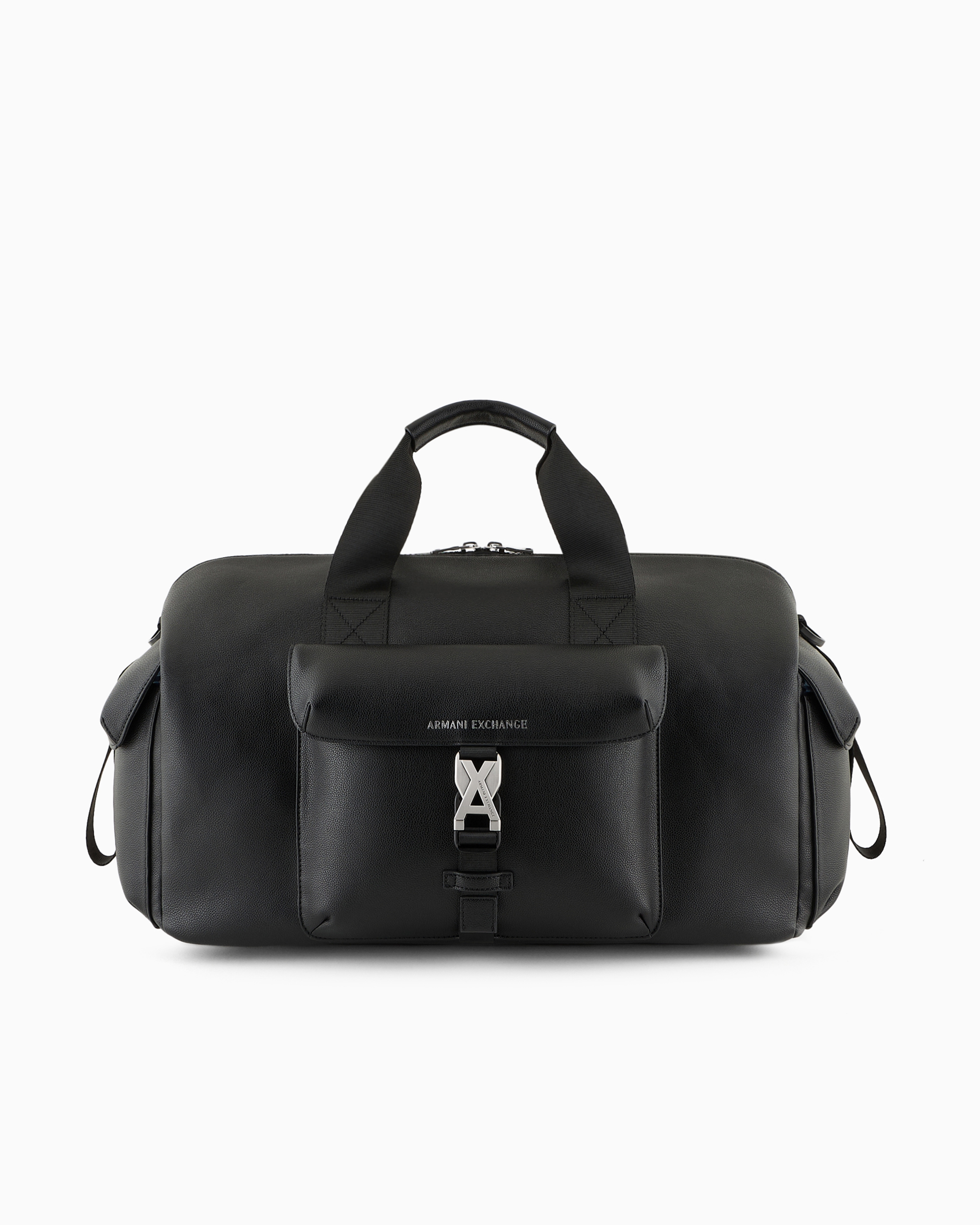 Armani Exchange Official Store Asv Recycled Polyester Weekend Bag In Black