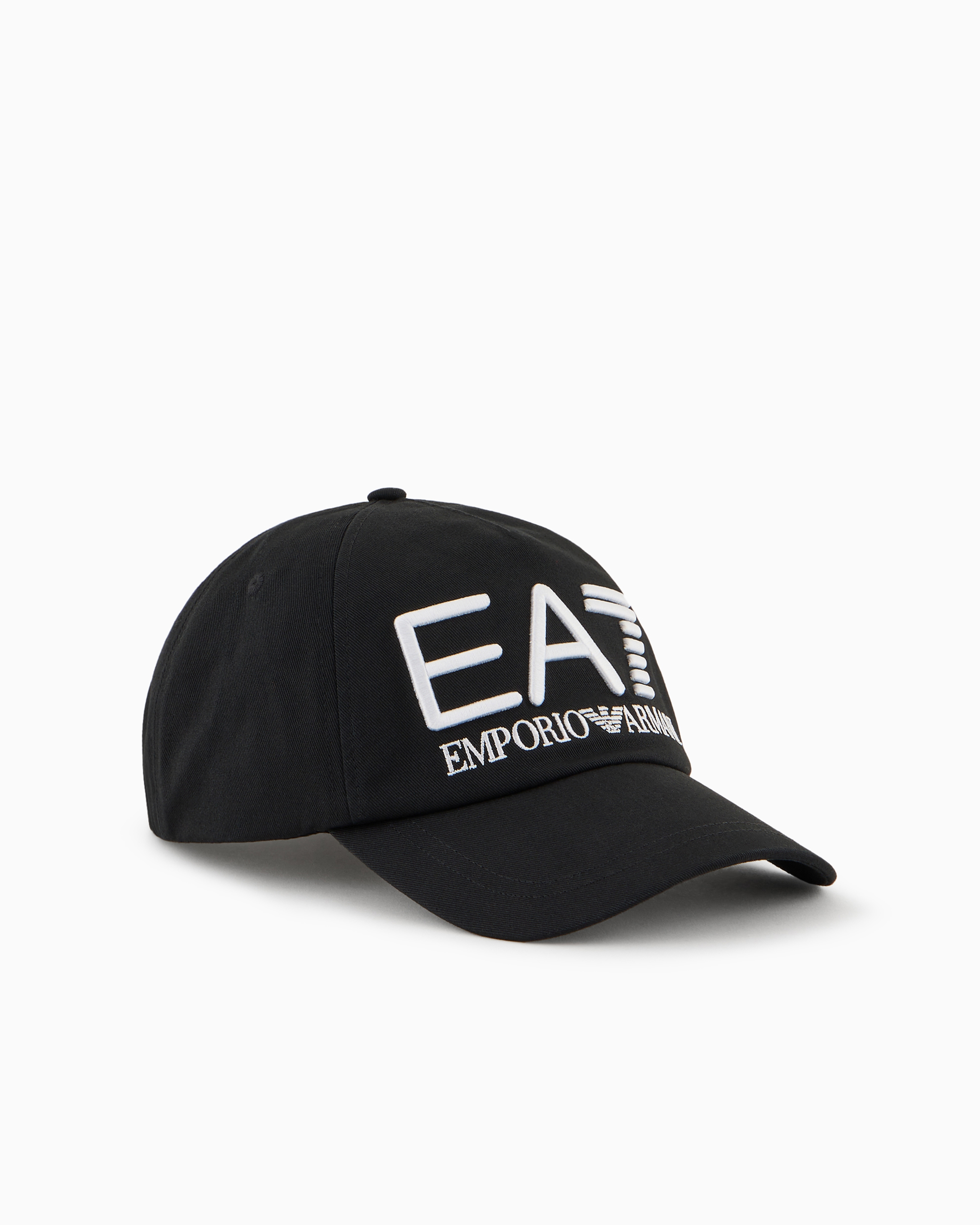 Shop Ea7 Logo Series Cotton Baseball Cap In White