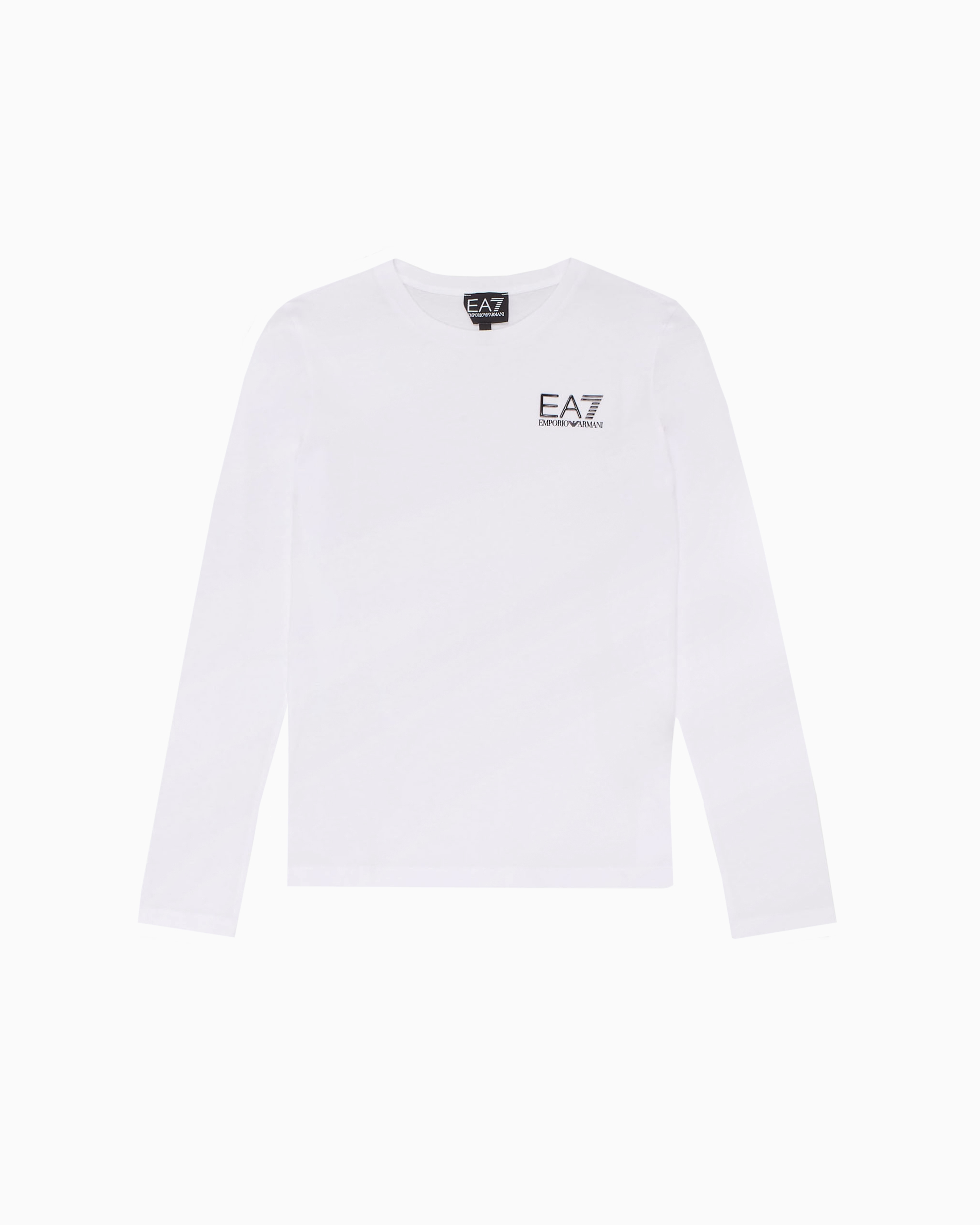 Ea7 Core Identity Boy Long-sleeved T-shirt In White