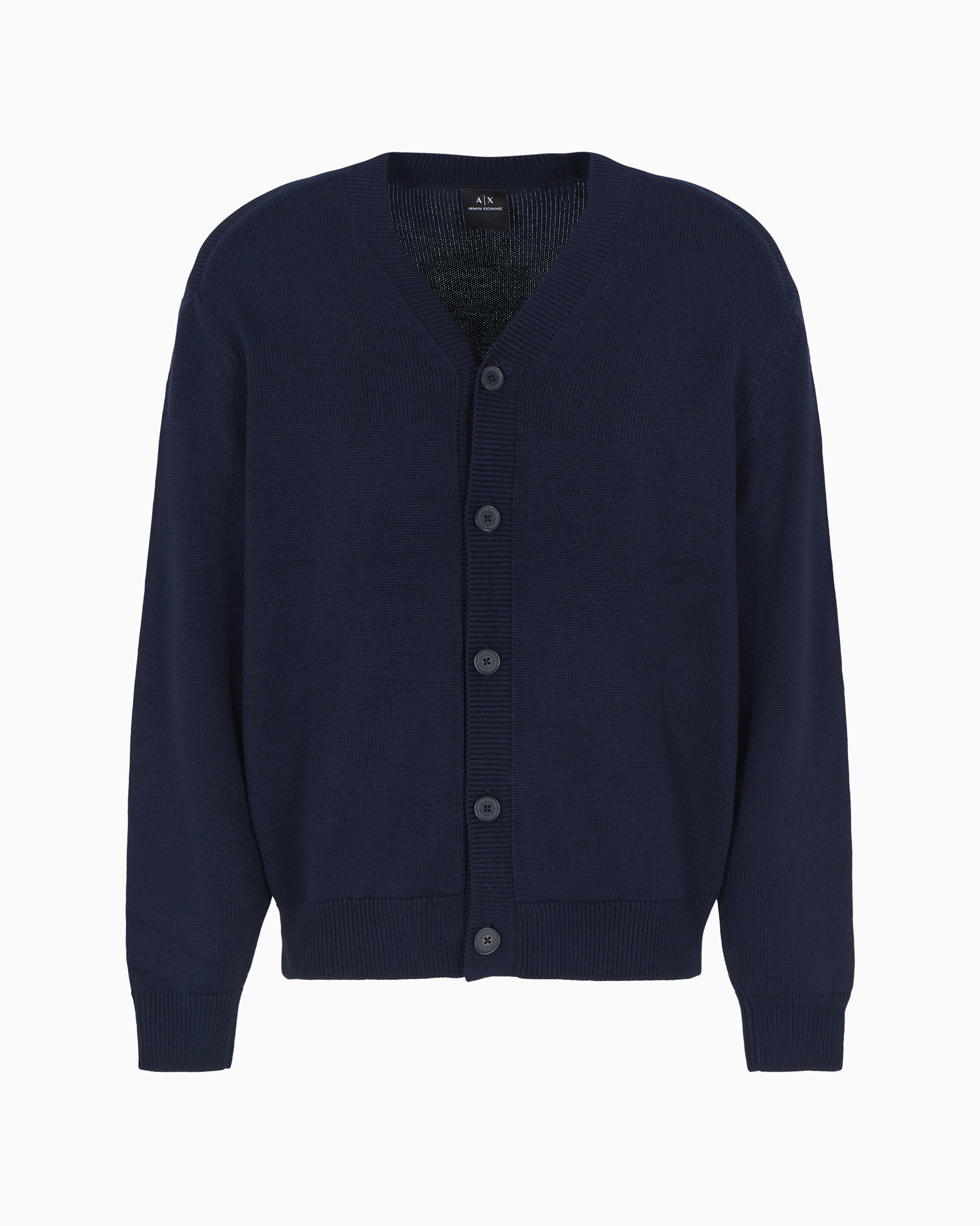 Shop Armani Exchange Asv Button Up Cardigan In Navy Blue