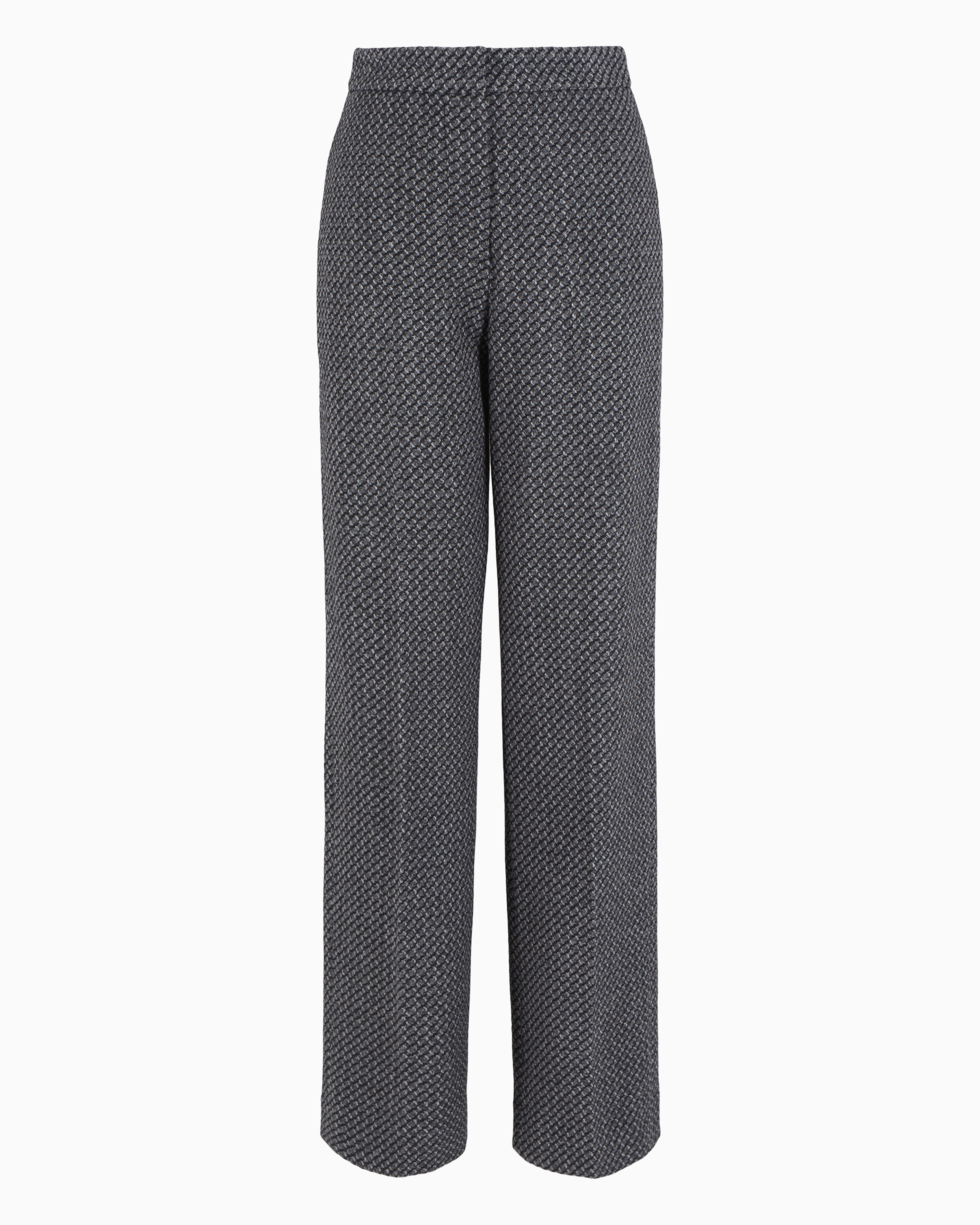 Emporio Armani Mélange Wool-blend Knit Trousers With A Textured Pattern In Gray