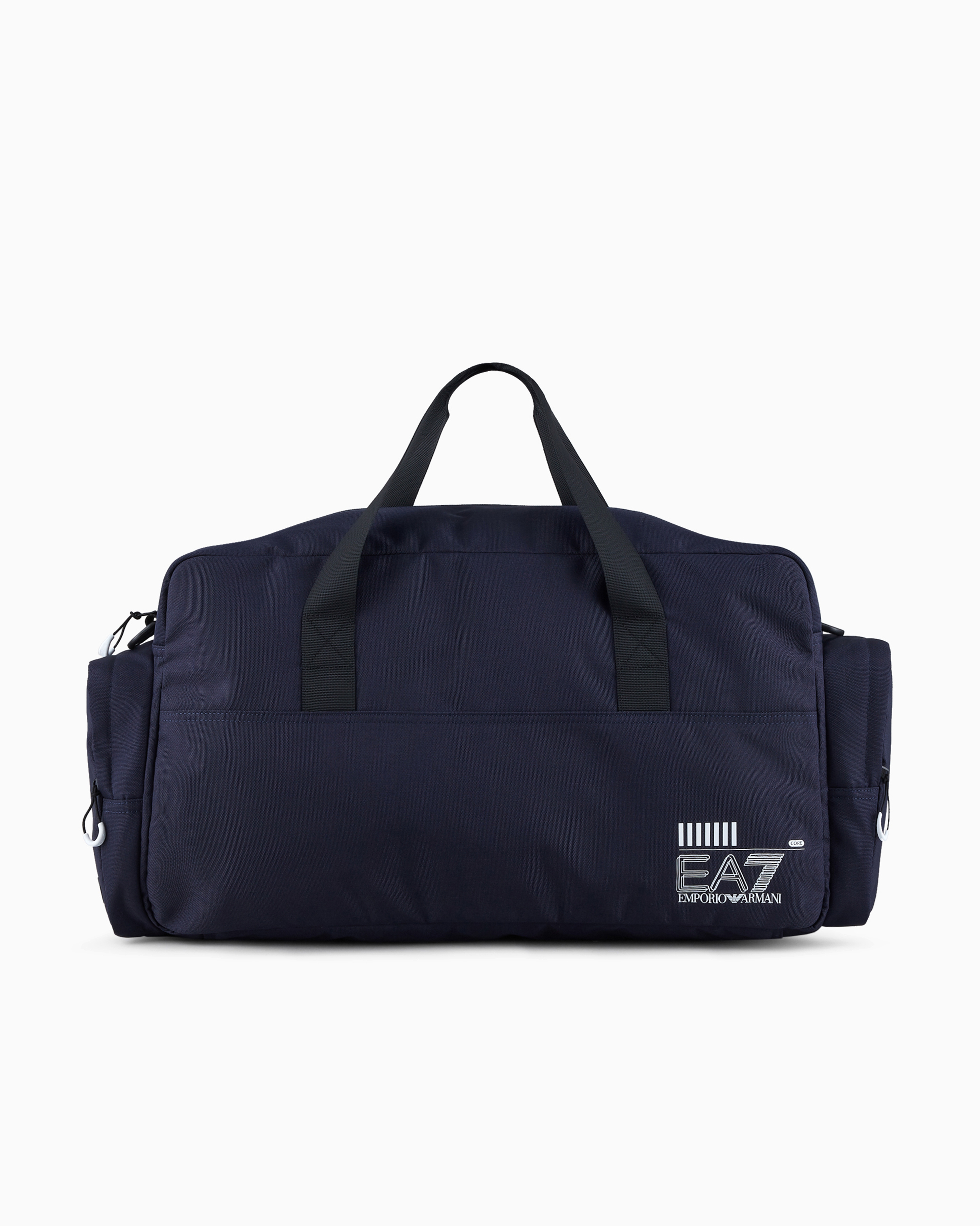 Emporio Armani Train Core Recycled Fabric Duffel Bag In Blue Logo