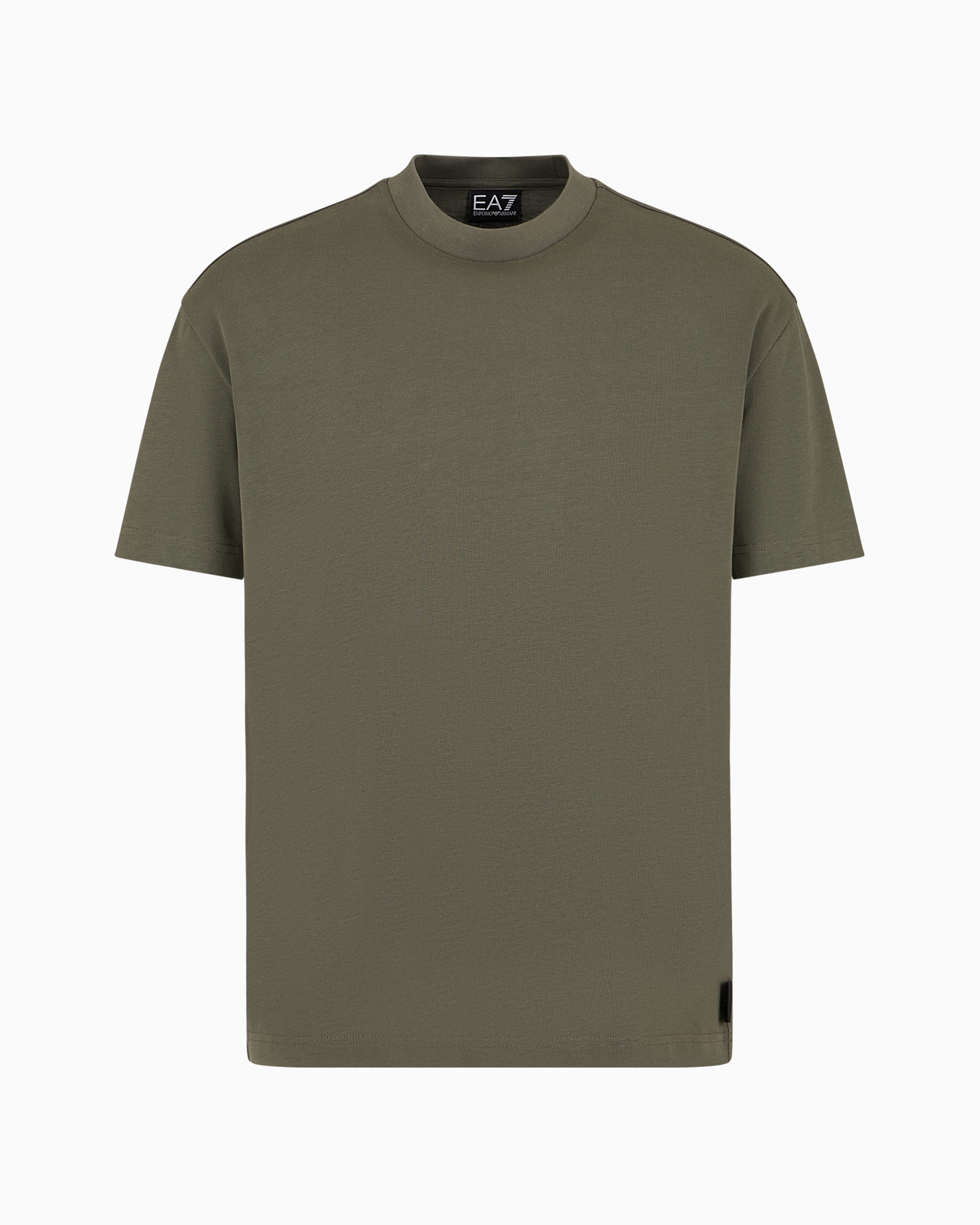 Shop Ea7 Asv Logo Series Unisex Organic-cotton Crew-neck T-shirt In Green