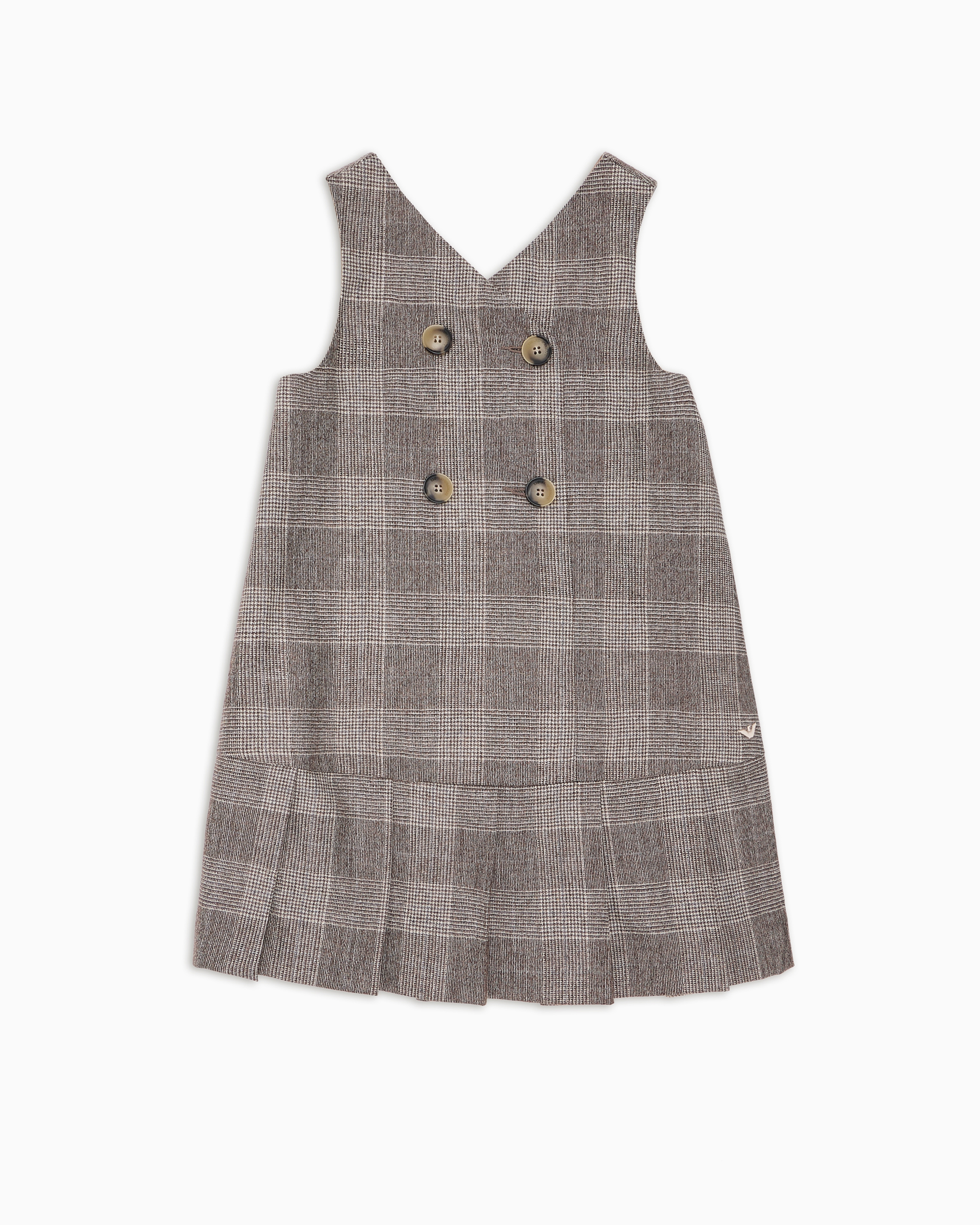 Emporio Armani Wool-blend Sleeveless Double-breasted Check Dress In Brown