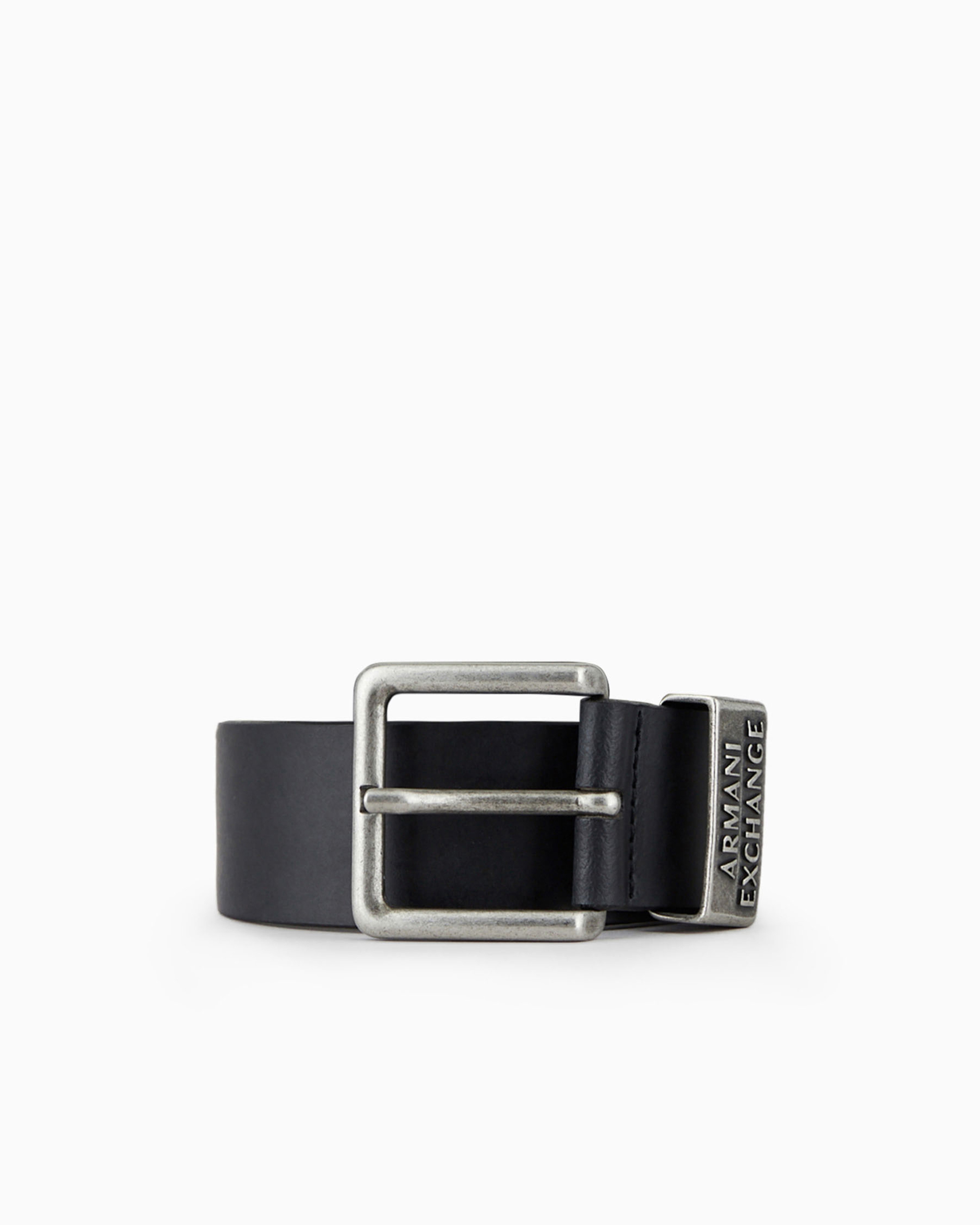 Shop Armani Exchange Faux Leather Belt In Black